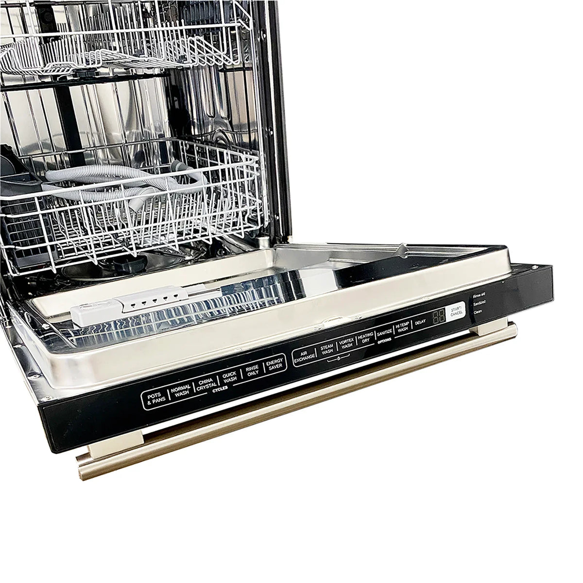 Forno 5-Piece Appliance Package - 48-Inch Gas Range, Refrigerator with Water Dispenser, Wall Mount Hood, 24-Inch Microwave Drawer, & 3-Rack Dishwasher in Stainless Steel