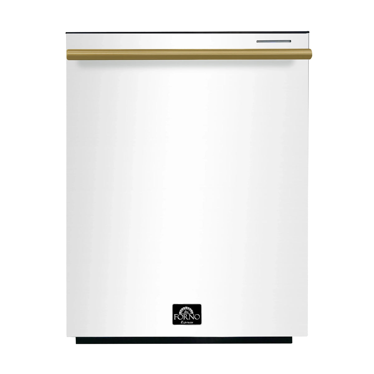 Forno Galiano 5-Piece Appliance Package - 36-Inch Gas Range, 36-Inch Hood, 36-Inch Refrigerator, 24-Inch Dishwasher, & 30-Inch Microwave Drawer in White with Antique Brass Trim