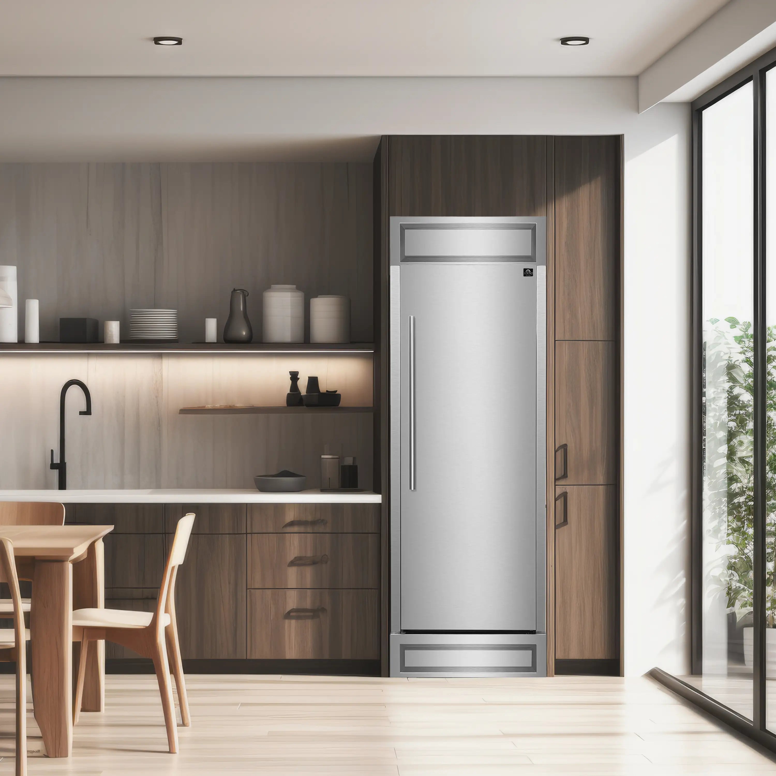 Forno Maderno 28-Inch Convertible Built-In Refrigerator/Freezer with 4-Inch Decorative Grille Trim, 13.6 cu.ft., Right Hinge in Stainless Steel (FFFFD1722-32RS)