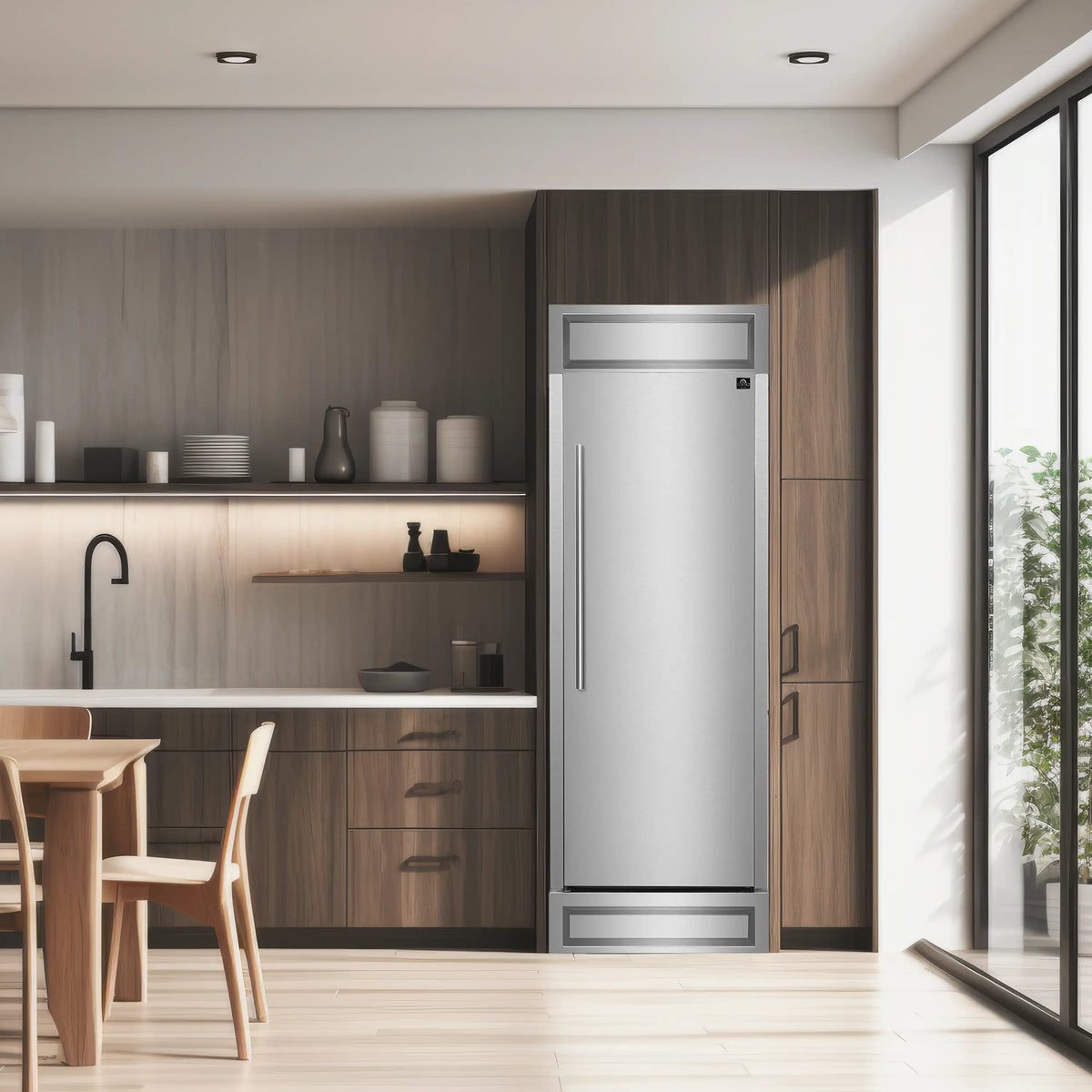 Forno Maderno 28-Inch Convertible Built-In Refrigerator/Freezer with 4-Inch Decorative Grille Trim, 13.6 cu.ft., Right Hinge in Stainless Steel (FFFFD1722-32RS)