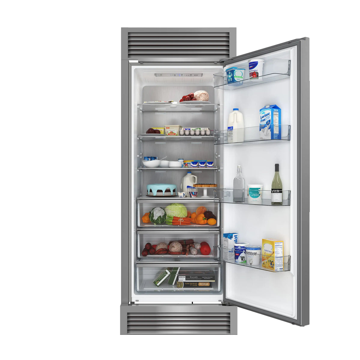 Forno Maderno 28-Inch Built-In 13.6 Cu. Ft. Convertible Refrigerator in Stainless Steel, Right Swing with Decorative Grille (FFFFD1722-32RSG)