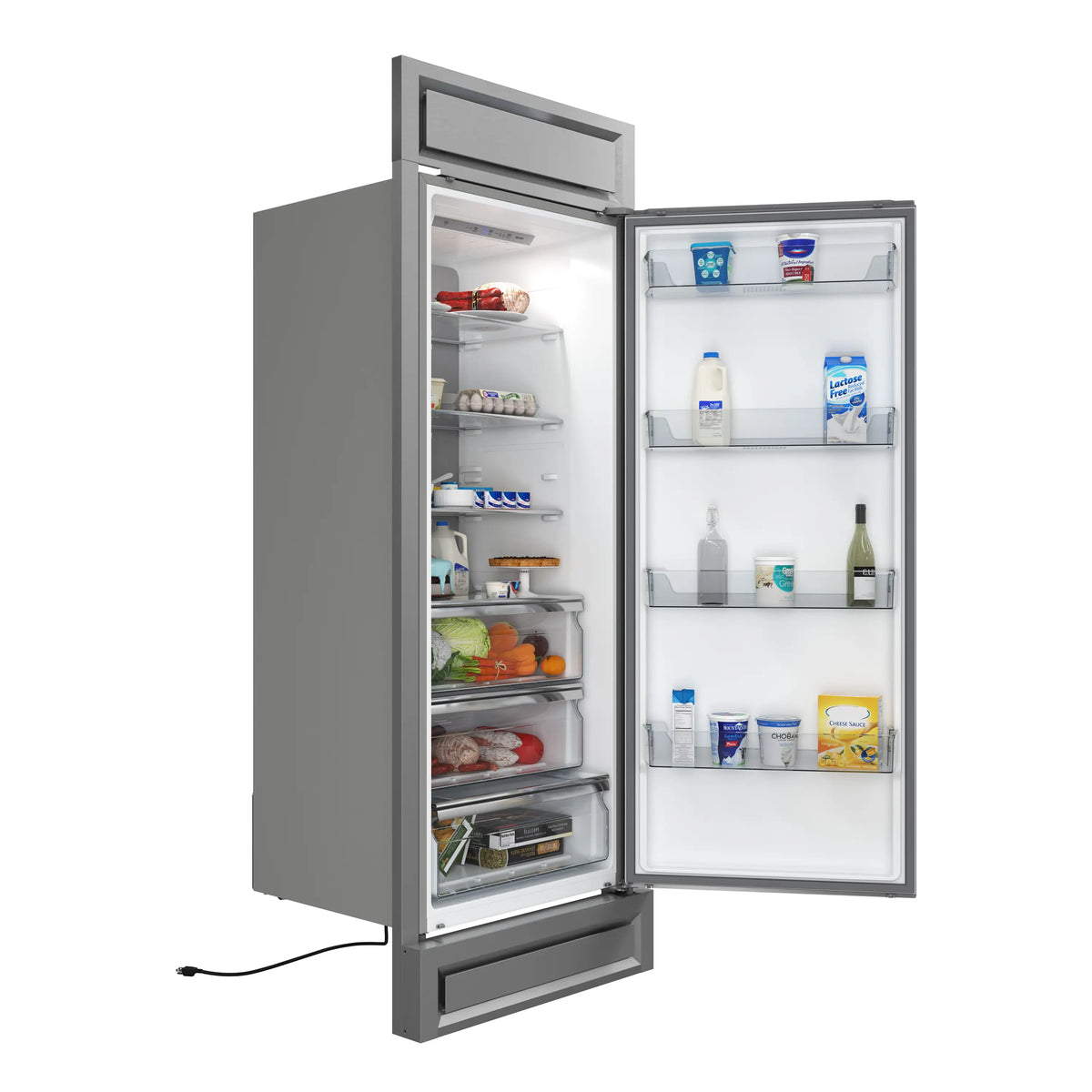 Forno Maderno 28-Inch Convertible Built-In Refrigerator/Freezer with 4-Inch Decorative Grille Trim, 13.6 cu.ft., Right Hinge in Stainless Steel (FFFFD1722-32RS)