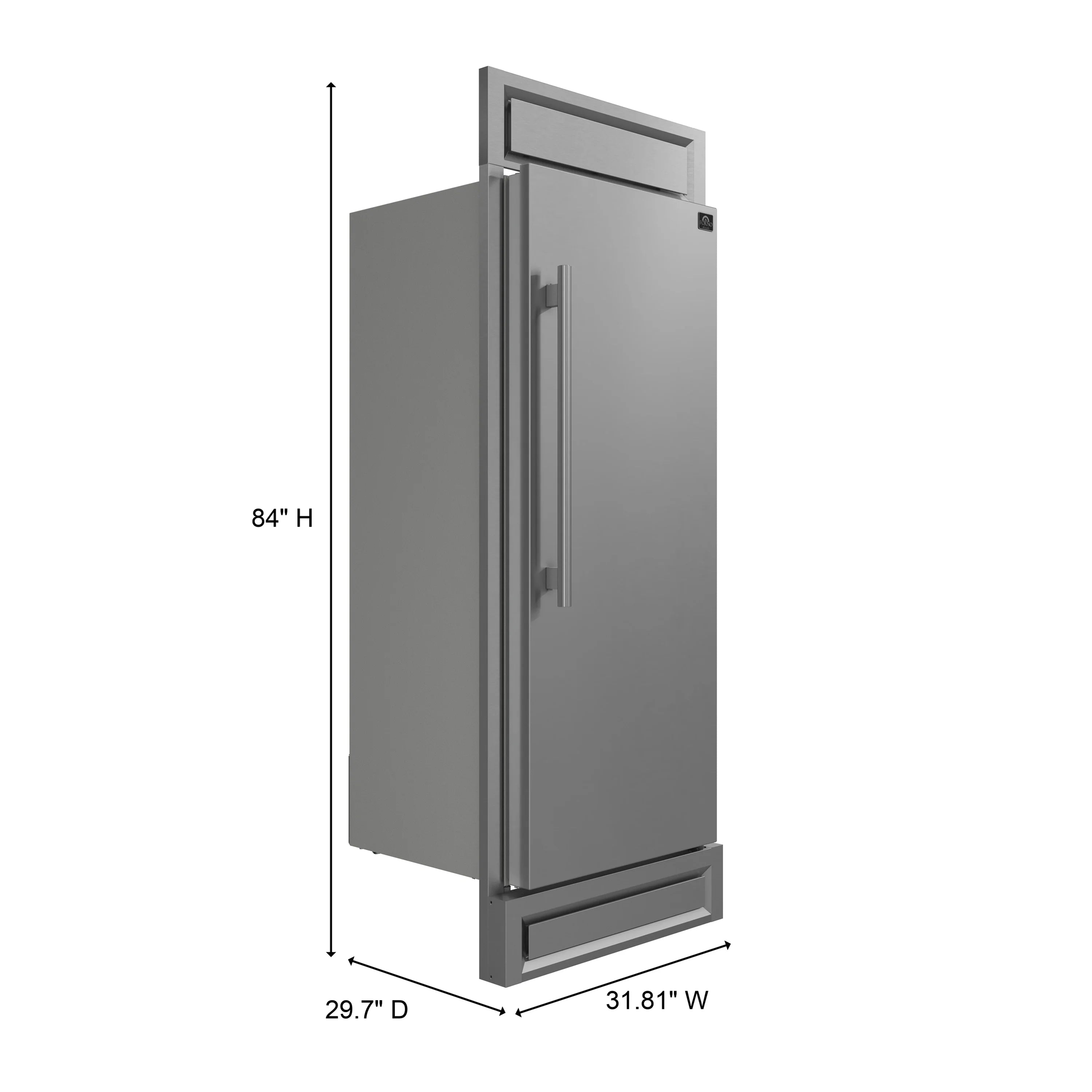 Forno Maderno 28-Inch Convertible Built-In Refrigerator/Freezer with 4-Inch Decorative Grille Trim, 13.6 cu.ft., Right Hinge in Stainless Steel (FFFFD1722-32RS)