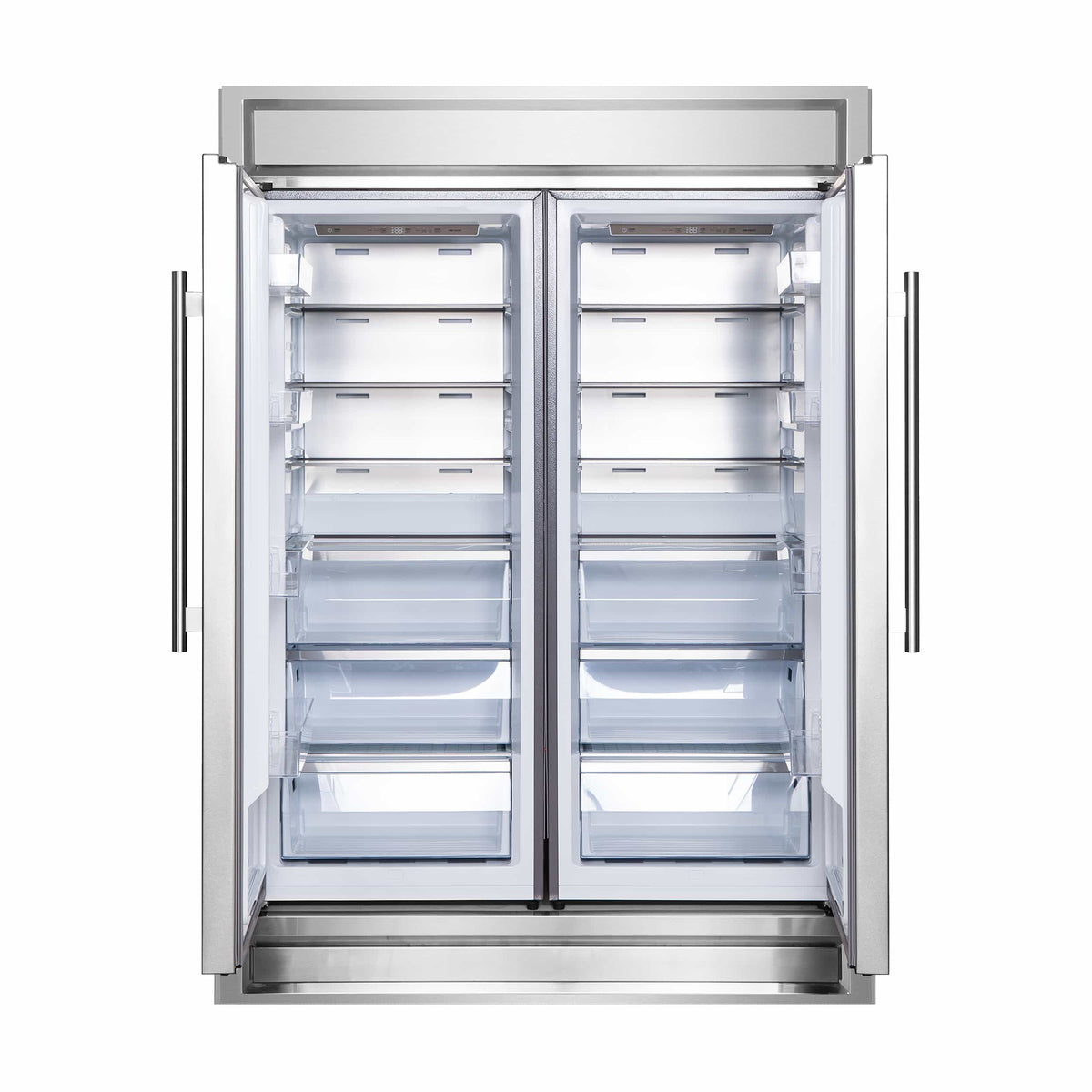 Forno 4-Piece Appliance Package - 48-Inch Gas Range, 60-Inch Refrigerator, Wall Mount Hood with Backsplash, & 3-Rack Dishwasher in Stainless Steel