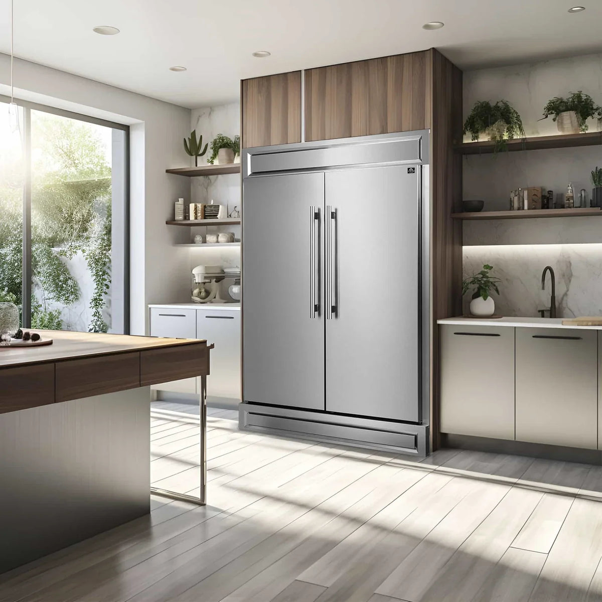 Forno 2-Piece Appliance Package - 48-Inch Dual Fuel Range and 60-Inch Built-In Refrigerator in Stainless Steel (FBDL-017-03CAUS)