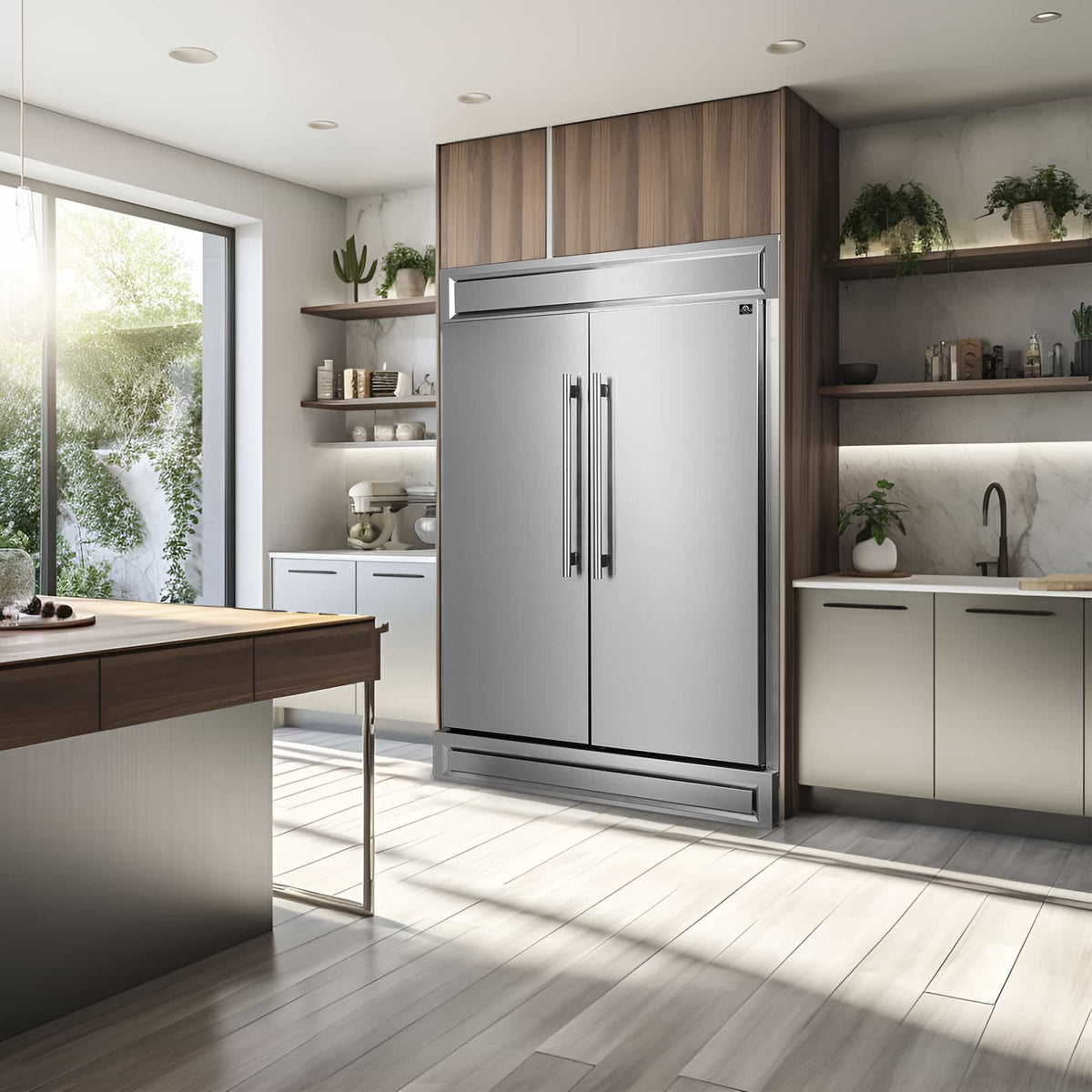 Forno 3-Piece Appliance Package - 36-Inch Dual Fuel Range, 60-Inch Refrigerator, and Dishwasher in Stainless Steel