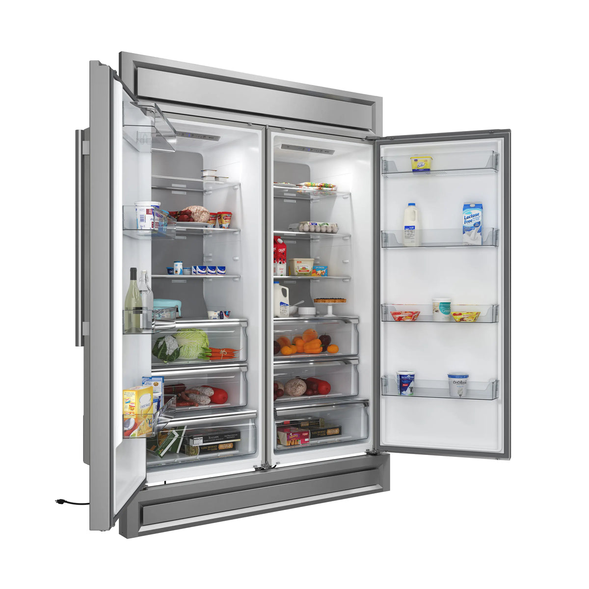 Forno 4-Piece Pro Appliance Package - 36-Inch Dual Fuel Range, 60-Inch Pro-Style Refrigerator, 24-Inch Microwave Drawer, & 3-Rack Dishwasher in Stainless Steel