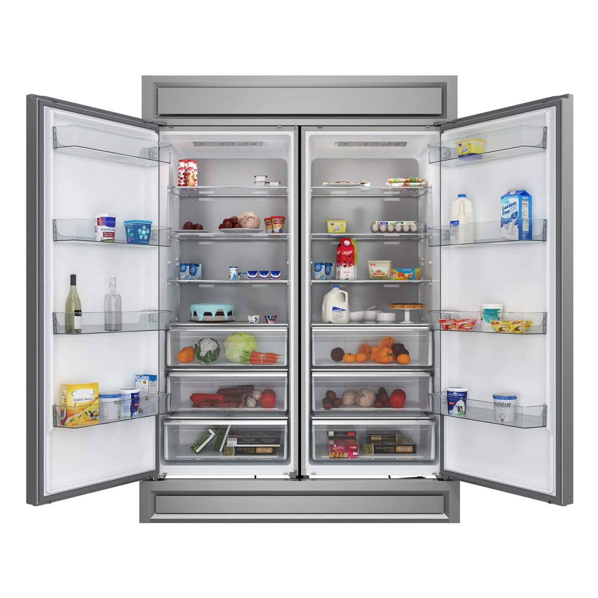 Forno 4-Piece Pro Appliance Package - 36-Inch Dual Fuel Range, 60-Inch Pro-Style Refrigerator, 24-Inch Microwave Drawer, & 3-Rack Dishwasher in Stainless Steel