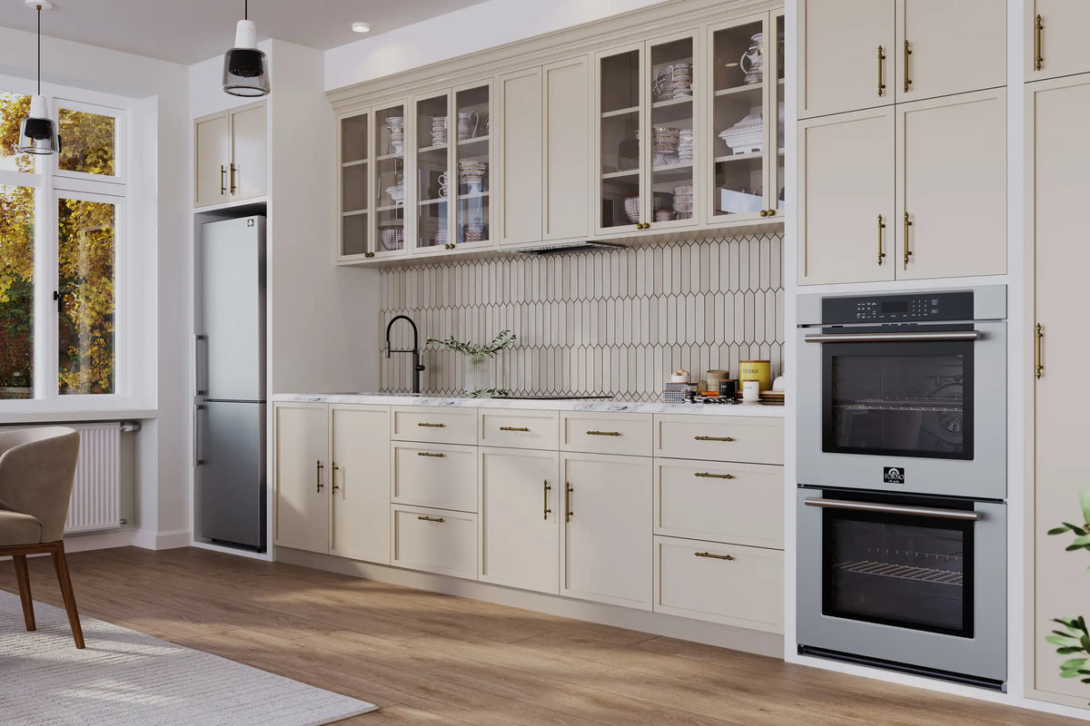 Forno 2-Piece Appliance Package - 36-Inch Villarosa  Gas Rangetop & Double Wall Oven  in Stainless Steel