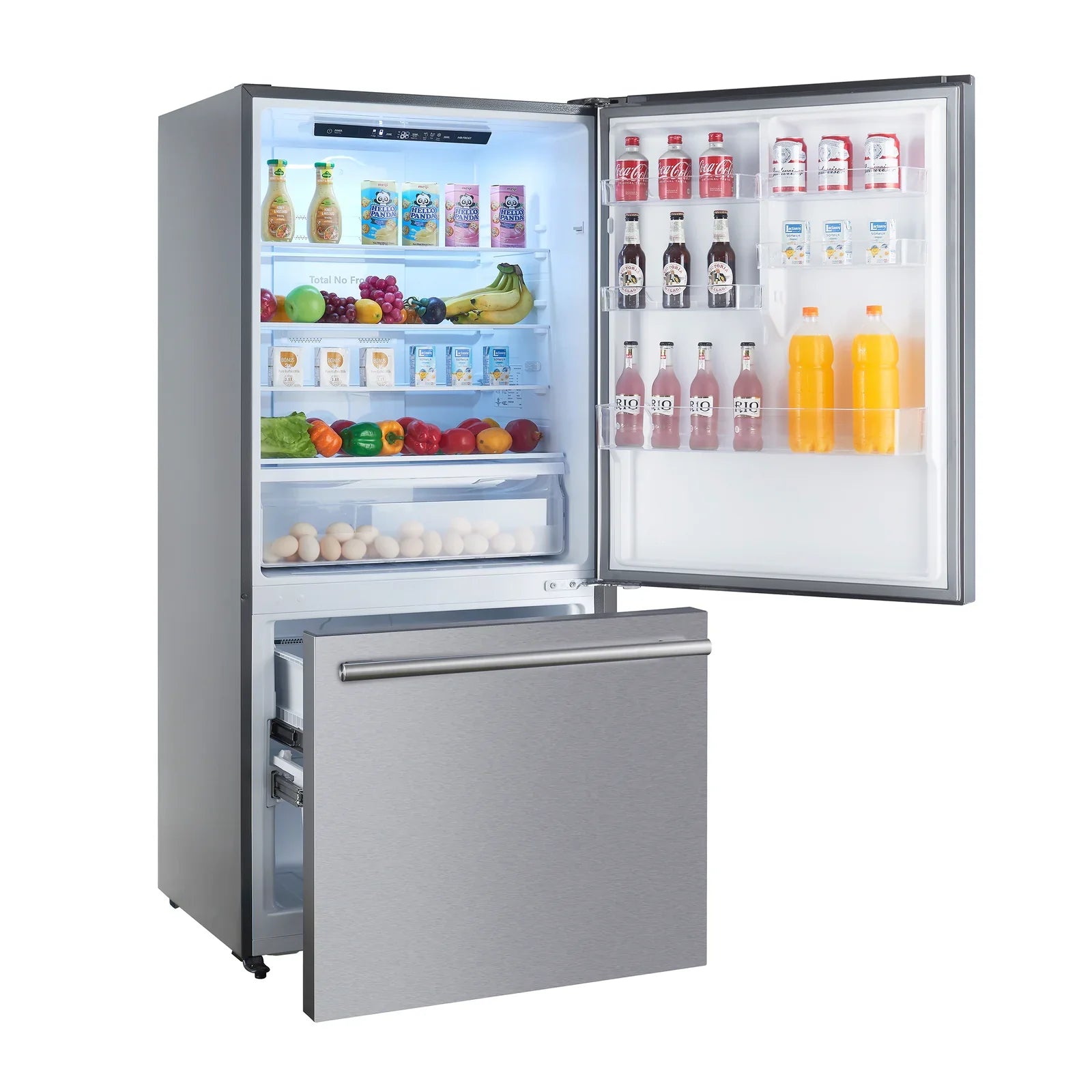 Forno Milano 62-Inch Freestanding Dual Bottom Freezer Refrigerator in Stainless Steel – 34.4 cu.ft, Touch Control, Ice Maker (FFFFD1787-60S)