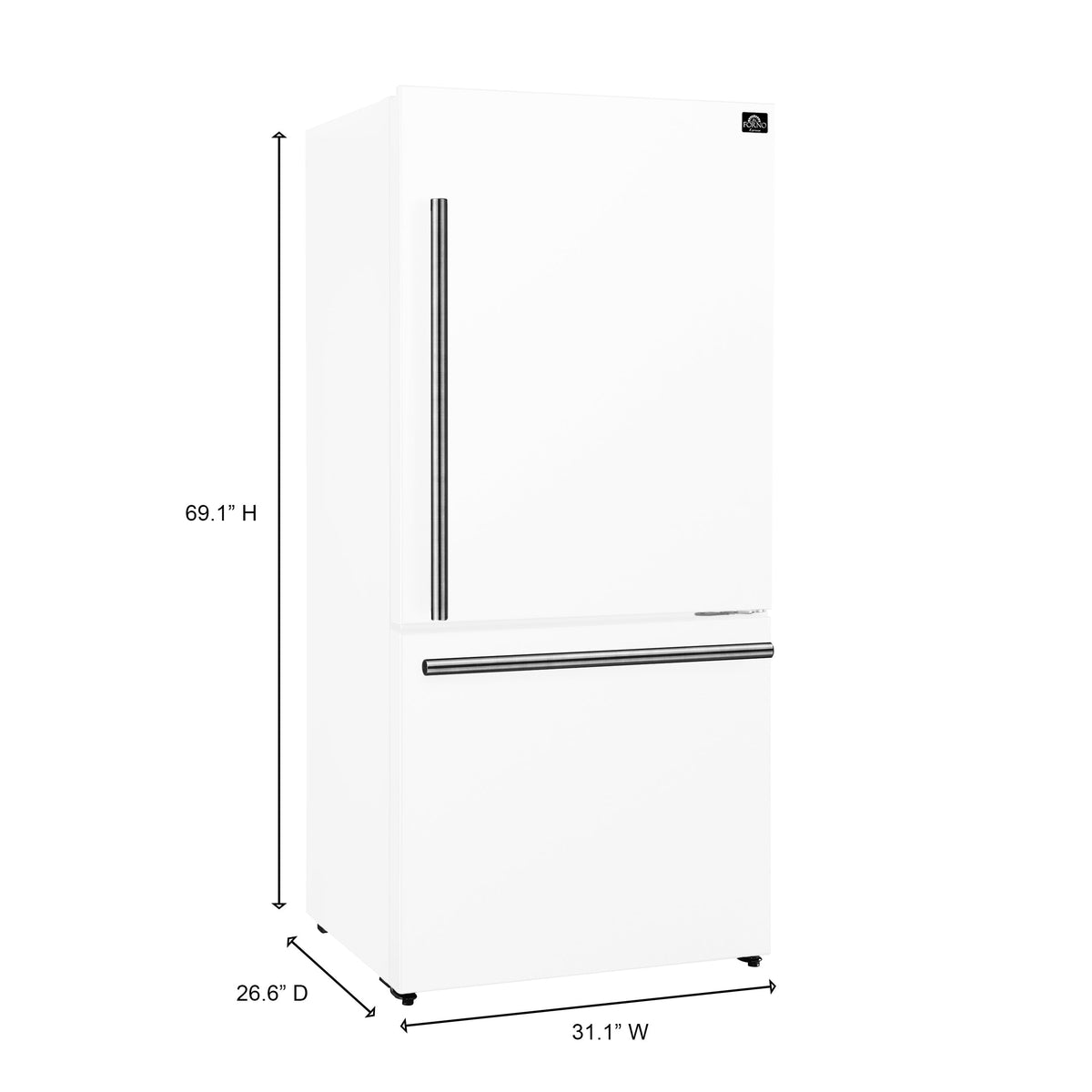 Forno 2-Piece Appliance Package - 30-Inch Induction Range and 31-Inch Refrigerator, Right Hinge in White with Antique Brass Trim (FBDL-015-06CAUS)