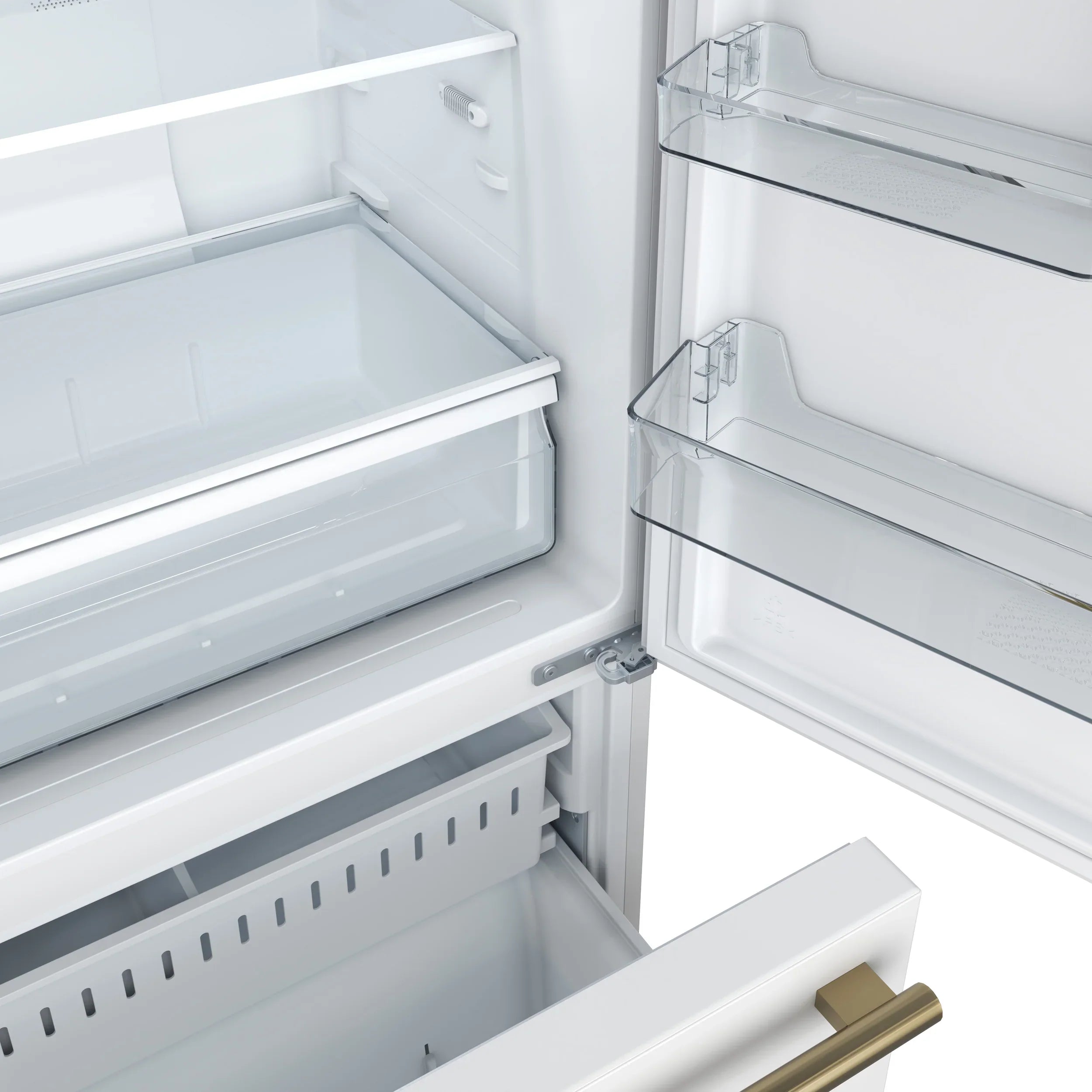 Forno Milano Espresso 31-Inch 17.2 cu. ft. Refrigerator and Bottom Freezer in White with Antique Brass Handle, Right Hinge (FFFFD1785-31WHT)