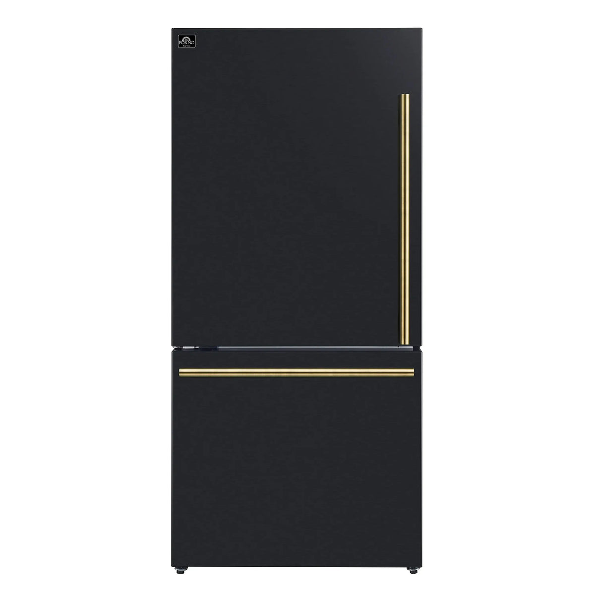 Forno 2-Piece Appliance Package - 30-Inch Electric Range and 31-Inch Refrigerator in Black with Antique Brass Trim (FBDL-003-12US)