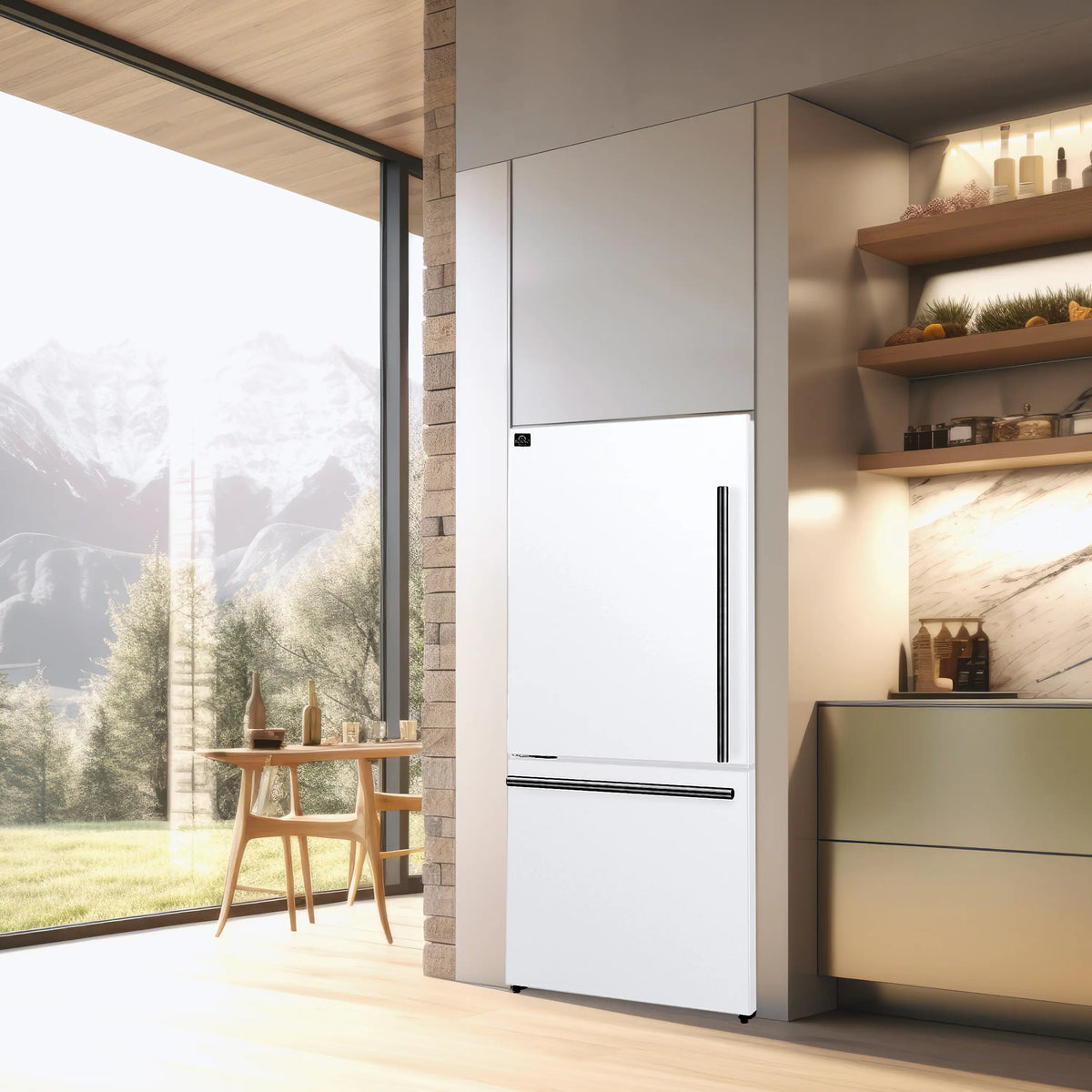 Forno 2-Piece Appliance Package - 30-Inch Slide-In Induction Range and 31-Inch Refrigerator, Left Hinge in White with Stainless Steel Trim (FBDL-014-07CAUS)