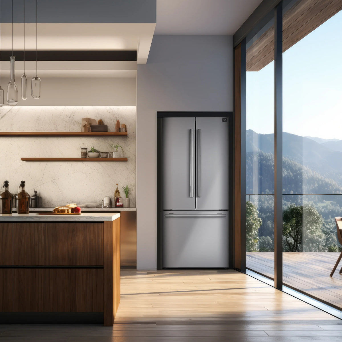 FORNO 2-Piece Appliance Package- 30-Inch Gas Range and 30-Inch French Door Refrigerator in Stainless Steel (FBDL-020-01CAUS)