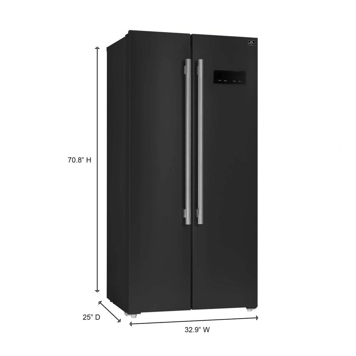 Forno Salerno Espresso 33-inch Side-by-Side 15.6 Cu.Ft. Refrigerator in Black with Antique Brass Handle (FFRBI1805-33BLK)