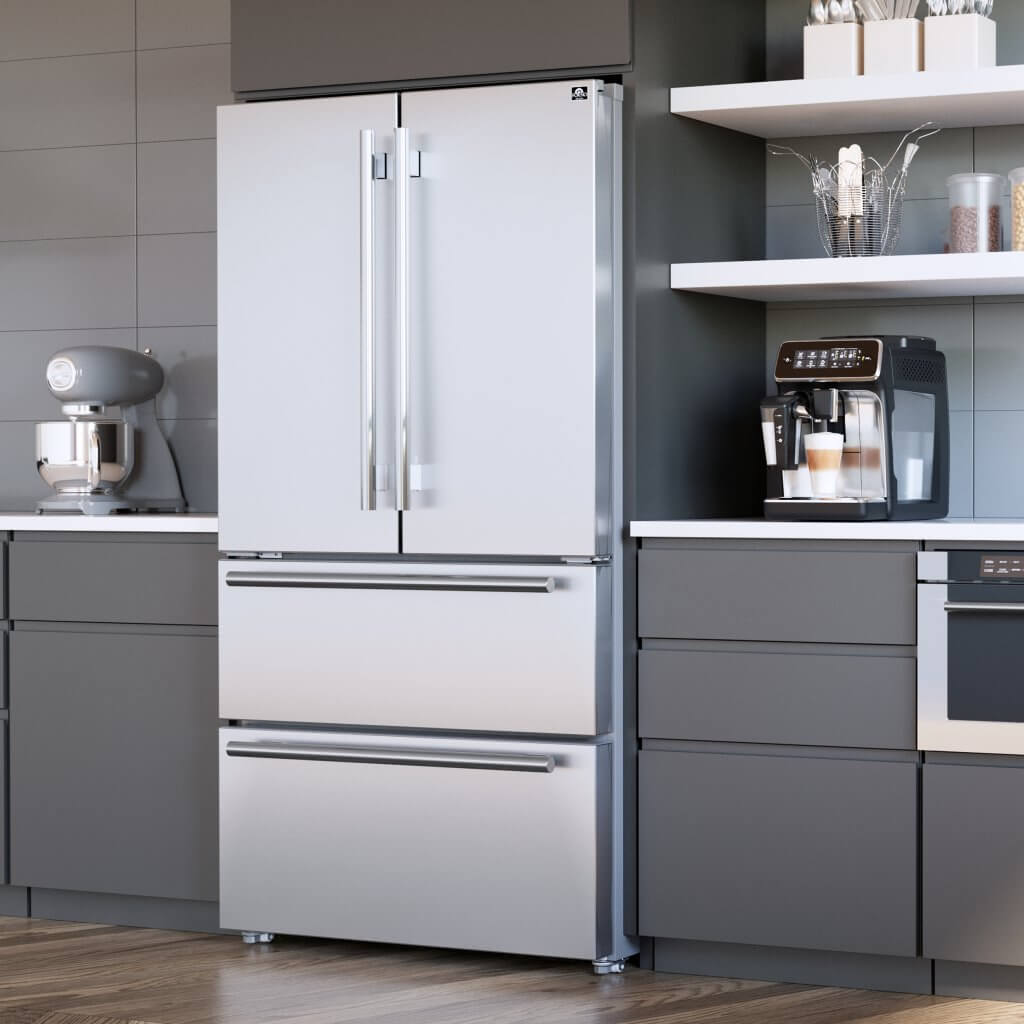 Forno 5-Piece Appliance Package - 30-Inch Electric Range, Under Cabinet Range Hood, Refrigerator, Dishwasher, and 30-Inch Microwave Oven in Stainless Steel