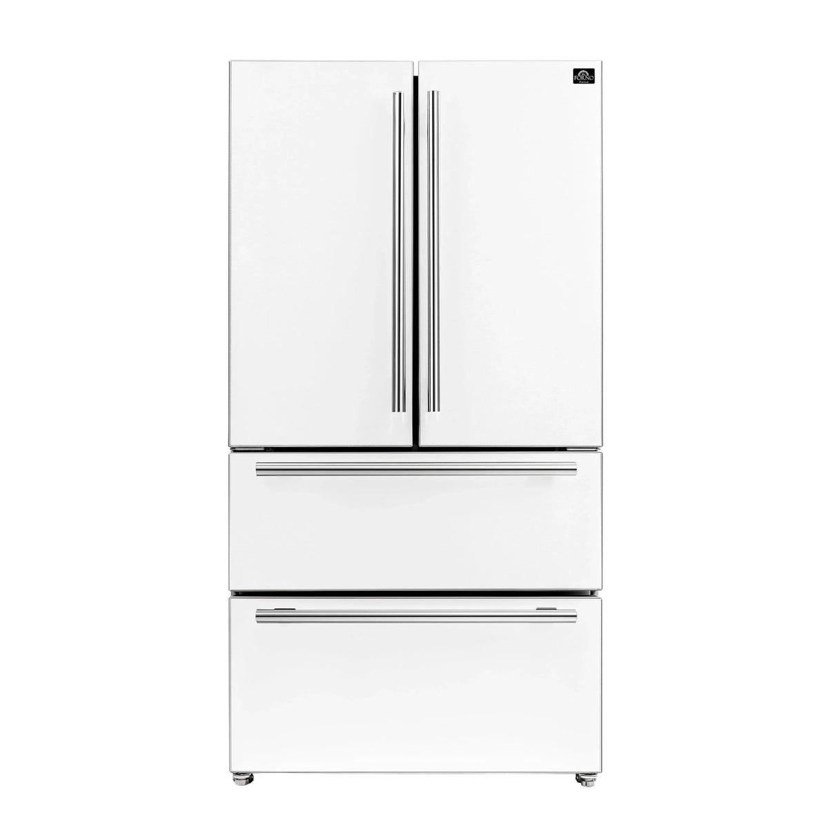 Forno 5-Piece Appliance Package - 30-Inch Induction Range, Under Cabinet Range Hood, Refrigerator, Dishwasher, and  30-Inch Microwave Oven in White with Stainless Steel Trim