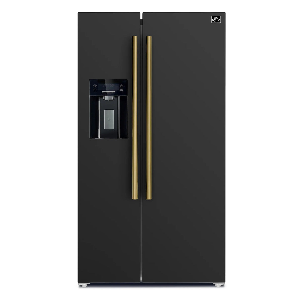 Forno 2-Piece Appliance Package - 30-Inch Electric Range and 36-Inch Side by Side Refrigerator with Water Dispenser in Black with Antique Brass Trim (FBDL-003-14US)