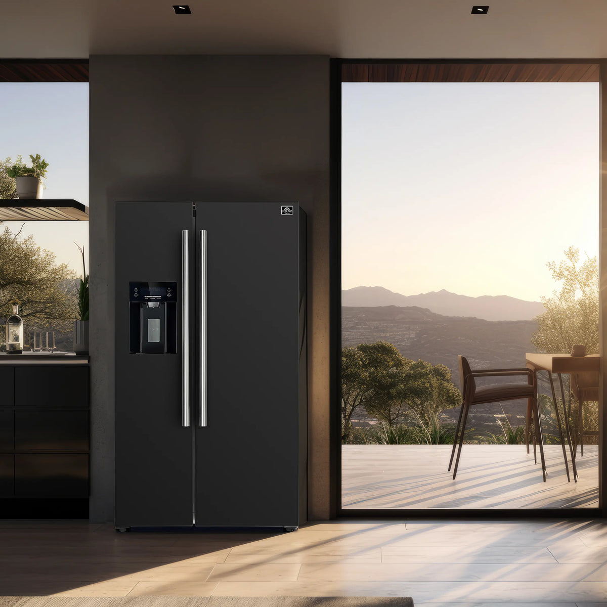 Forno 2-Piece Appliance Package - 30-Inch Electric Range and 36-Inch Side by Side Refrigerator with Water Dispenser in Black with Stainless Steel Trim (FBDL-003-14US)