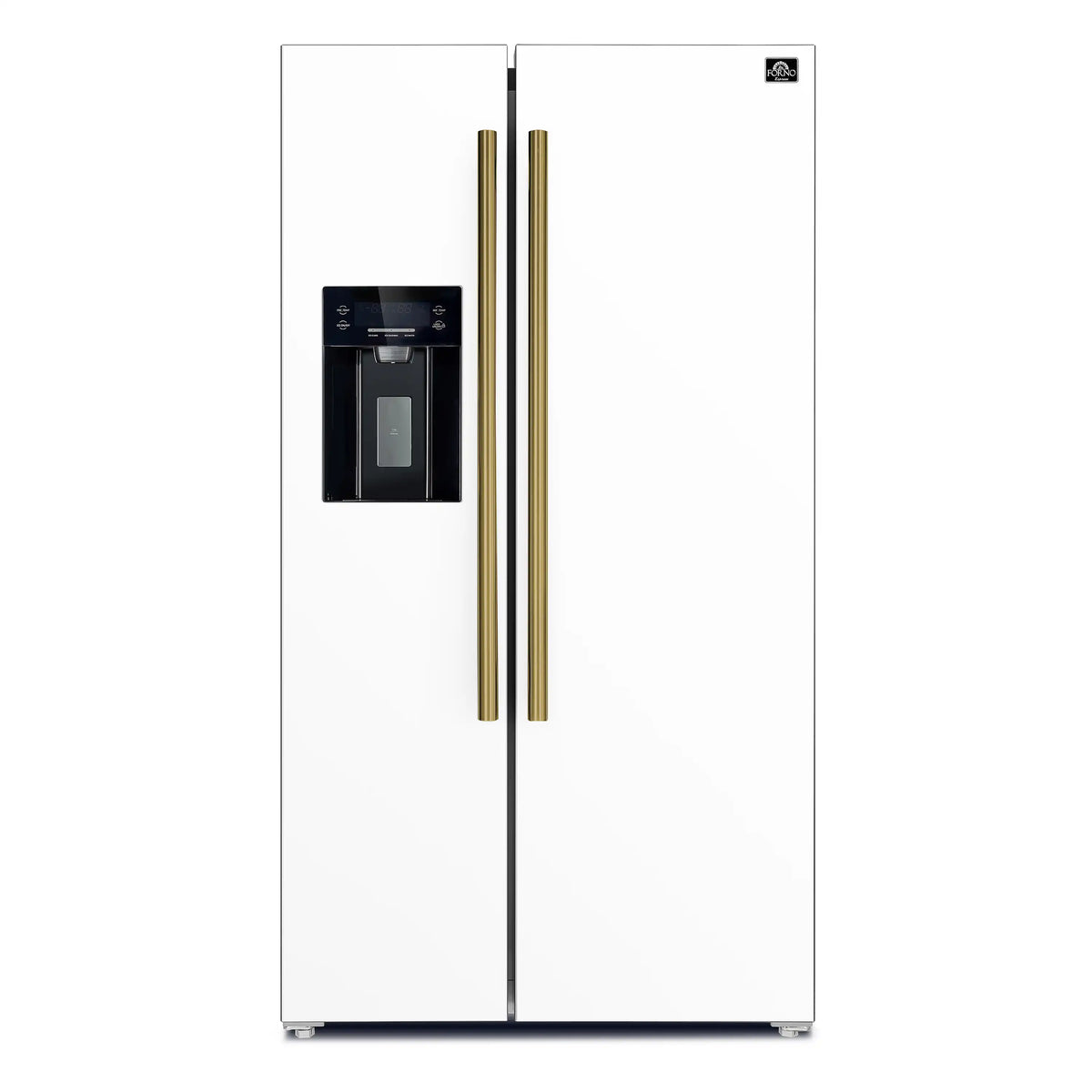 Forno 2-Piece Appliance Package - 30-Inch Electric Range and 36-Inch Side by Side Refrigerator in White with Antique Brass Trim (FBDL-003-10US)