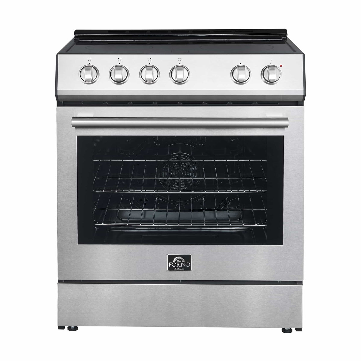 Forno Espresso 3-Piece Appliance Package - 30-Inch Electric Range, Refrigerator with Water Dispenser and Dishwasher in Stainless Steel with Antique Brass Trim