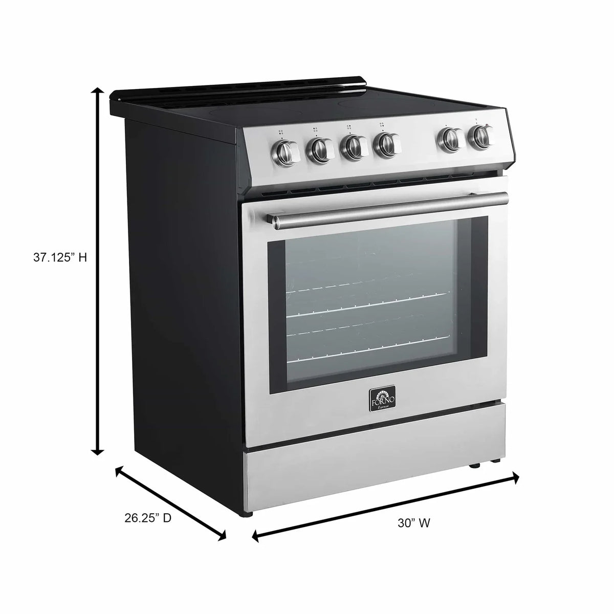 Forno Espresso 3-Piece Appliance Package - 30-Inch Electric Range with 5.0 Cu.Ft. Electric Oven, Refrigerator, and Under Cabinet Range Hood in Stainless Steel (FBDL-001-01US)