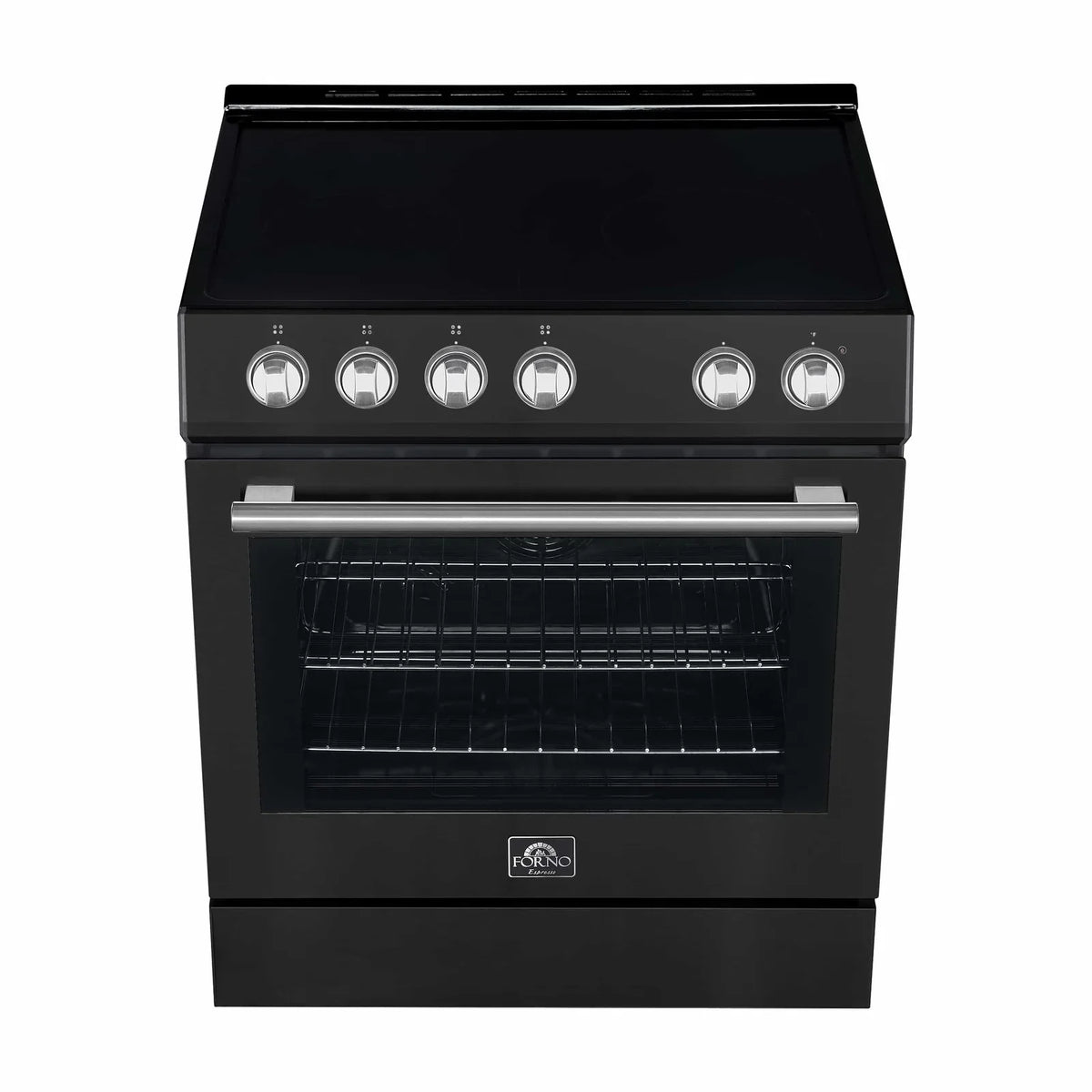 Forno Espresso 3-Piece Appliance Package - 30-Inch Electric Range with 5.0 Cu.Ft. Electric Oven, Refrigerator, and Under Cabinet Range Hood in Black with Stainless Steel Trim (FBDL-001-02US)