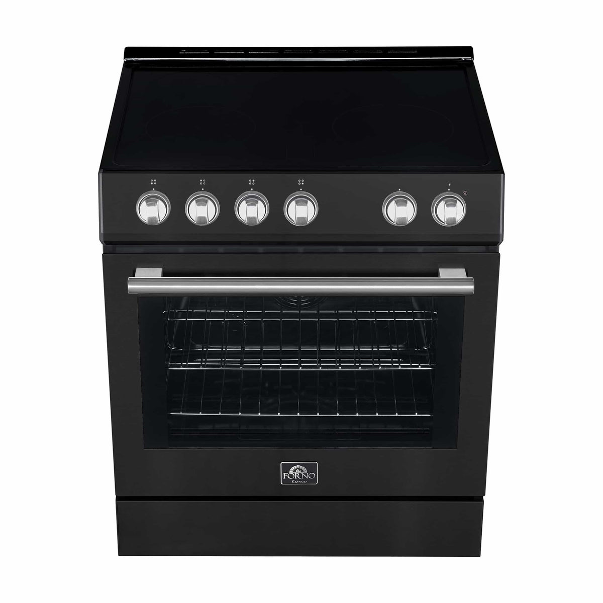 Forno 2-Piece Appliance Package - 30-Inch Electric Range and 31-Inch Refrigerator in Black with Stainless Steel Trim (FBDL-003-12US)
