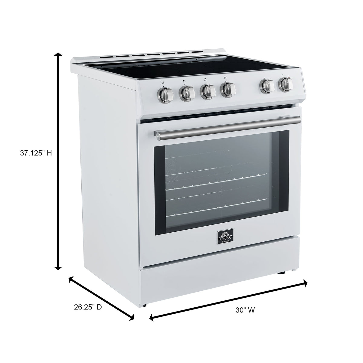Forno 3-Piece Appliance Package - 30-Inch Induction Range, Refrigerator with Water Dispenser, and Dishwasher in White with Stainless Steel Trim