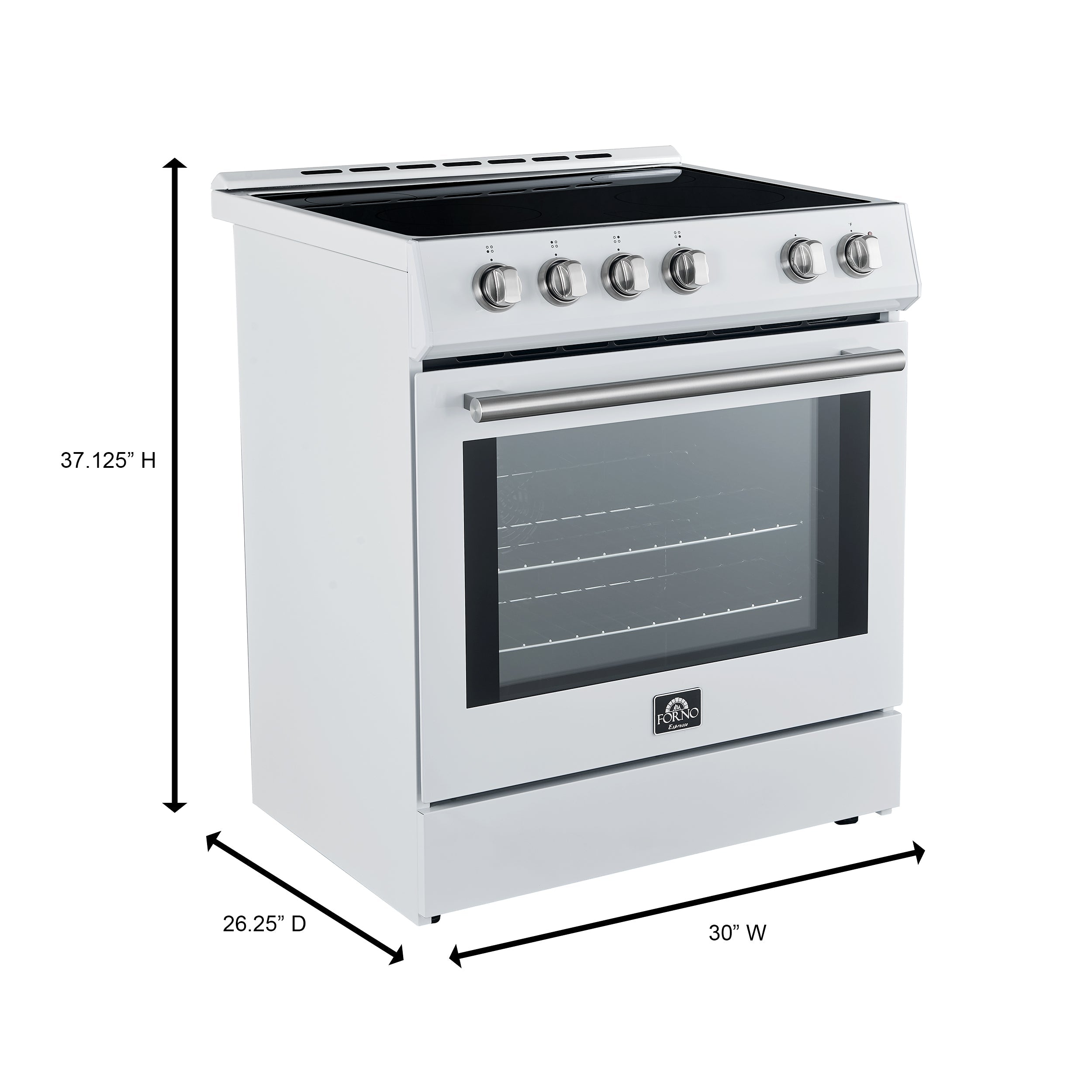 Forno Leonardo Espresso 30-Inch Induction Range in White with Stainless Steel Trim (FFSIN0982-30WHT)