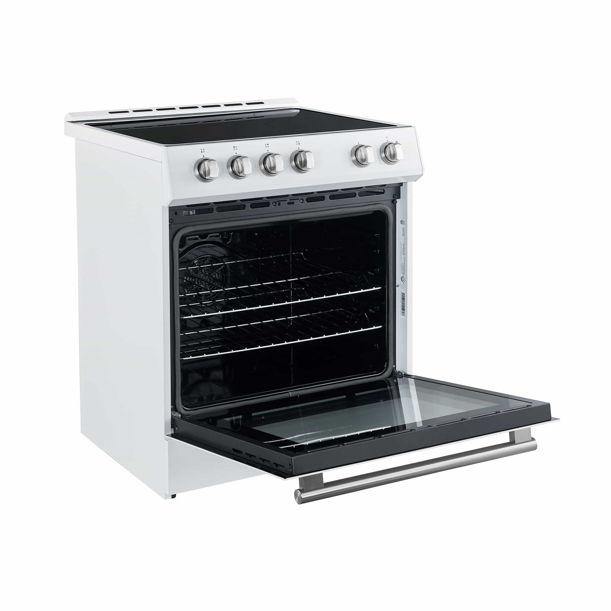 Forno 2-Piece Appliance Package - 30-Inch Electric Range and 31-Inch Refrigerator, Left Hinge in White with Stainless Steel Trim (FBDL-003-08US)
