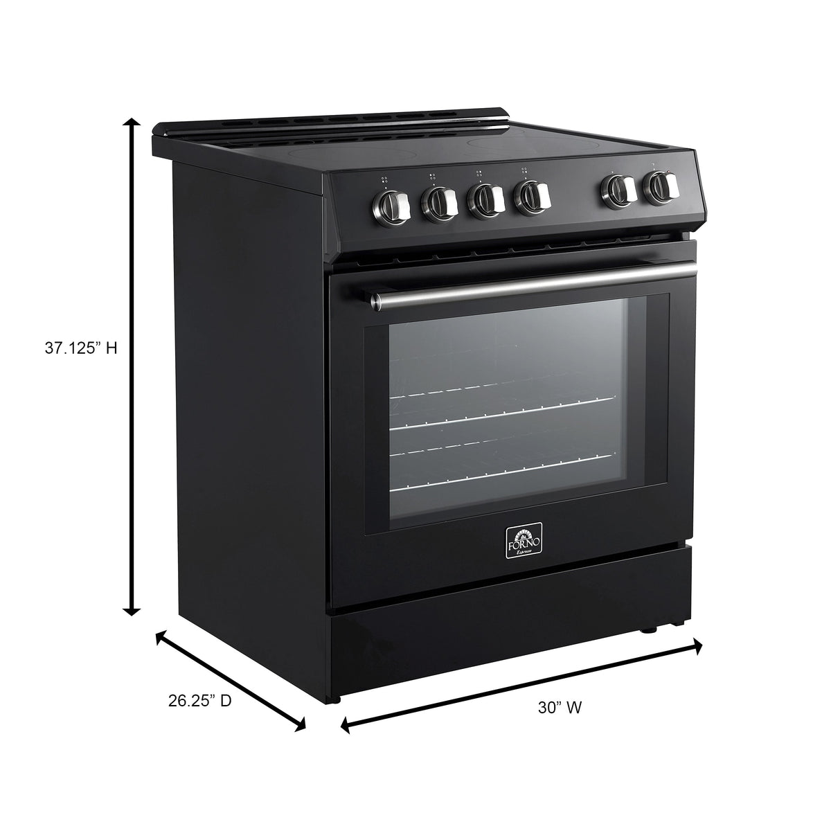 Forno 2-Piece Appliance Package - 30-Inch IInduction Range, and Under Cabinet Range Hood in Black with Stainless Steel Trim