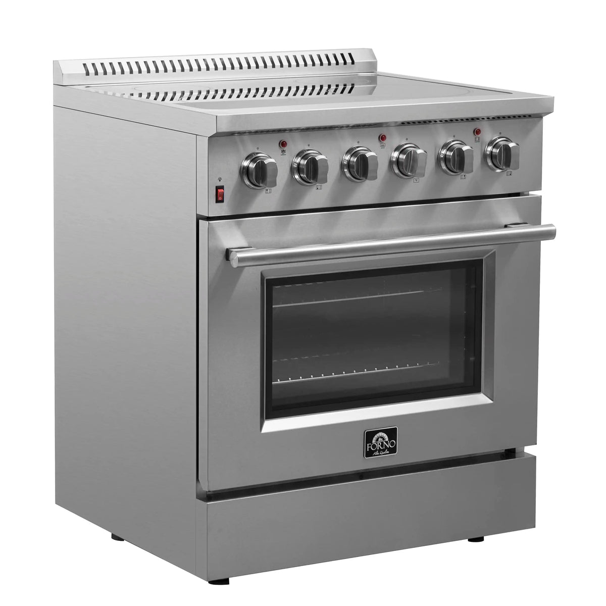 Forno 4-Piece Appliance Package - 30-Inch Electric Range, Pro-Style Refrigerator, Dishwasher, and 24-Inch Microwave Oven in Stainless Steel