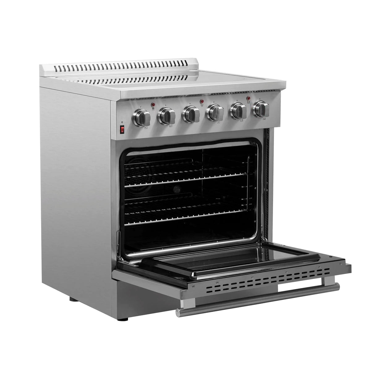 Forno 5-Piece Appliance Package - 30-Inch Electric Range, Wall Mount Range Hood, Pro-Style Refrigerator, Dishwasher, and 24-Inch Microwave Oven in Stainless Steel