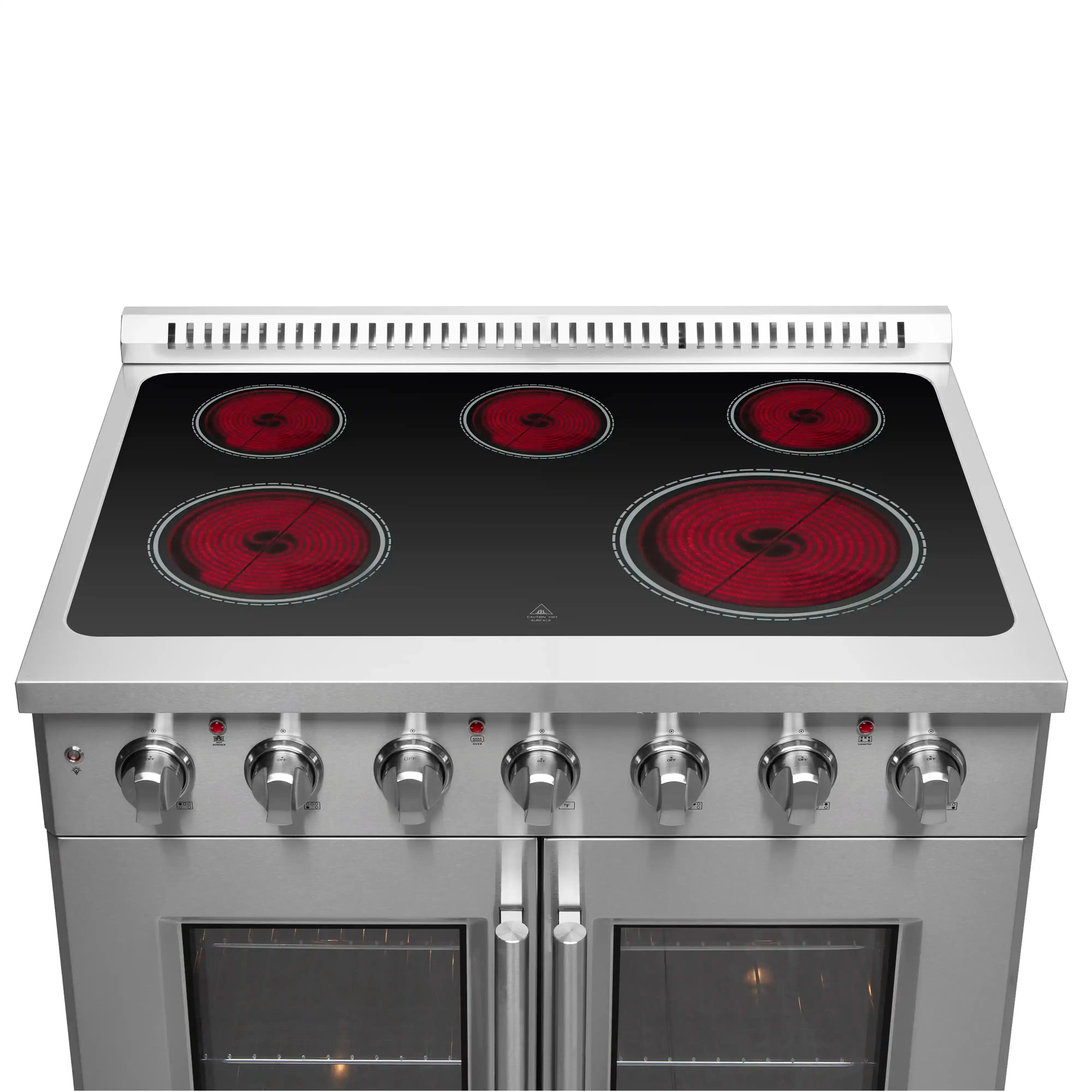 Forno Galiano 36-Inch French Door Electric Range with Convection Oven in Stainless Steel (FFSEL6917-36)