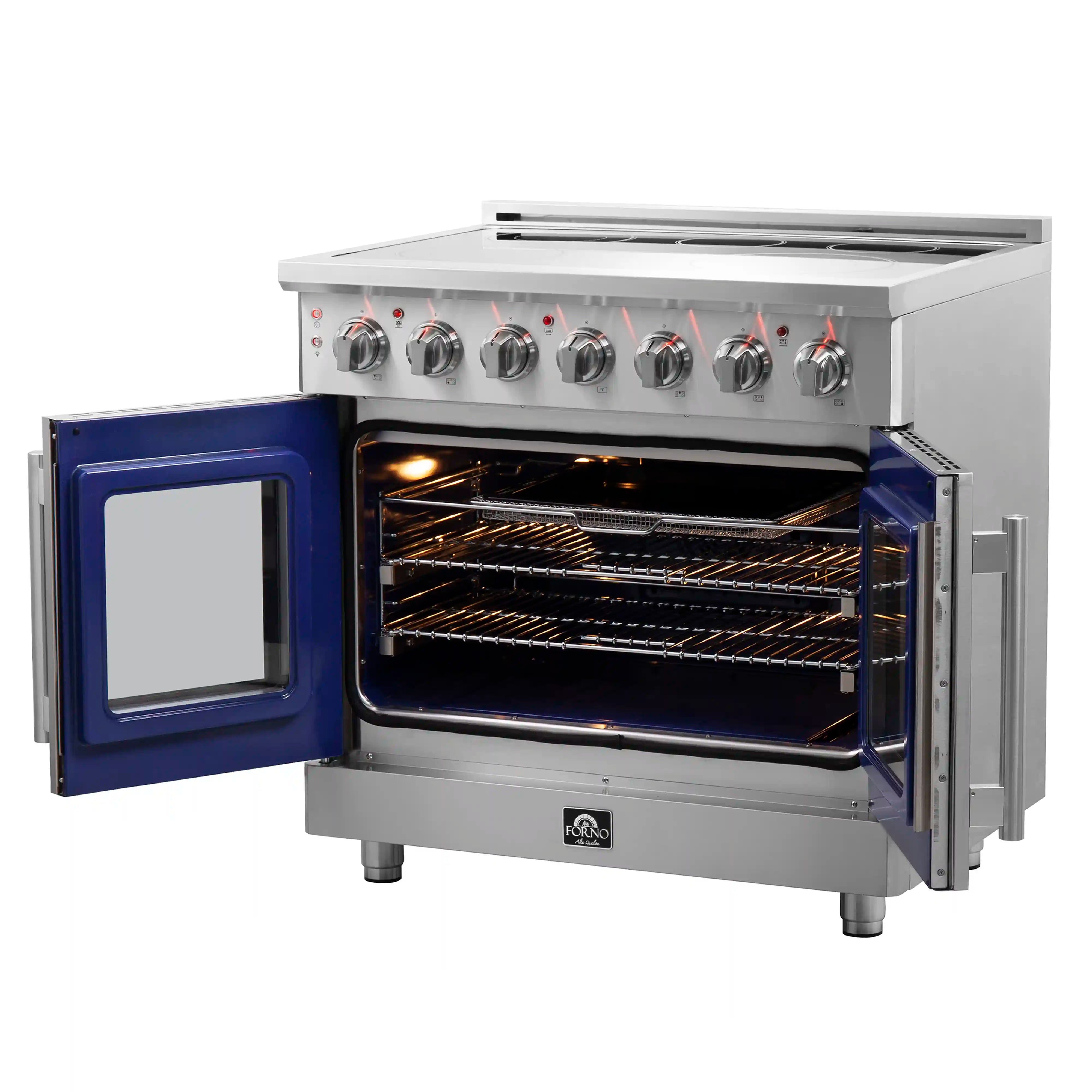 Forno Massimo 36-Inch Freestanding French Door Electric Range in Stainless Steel (FFSEL6955-36)