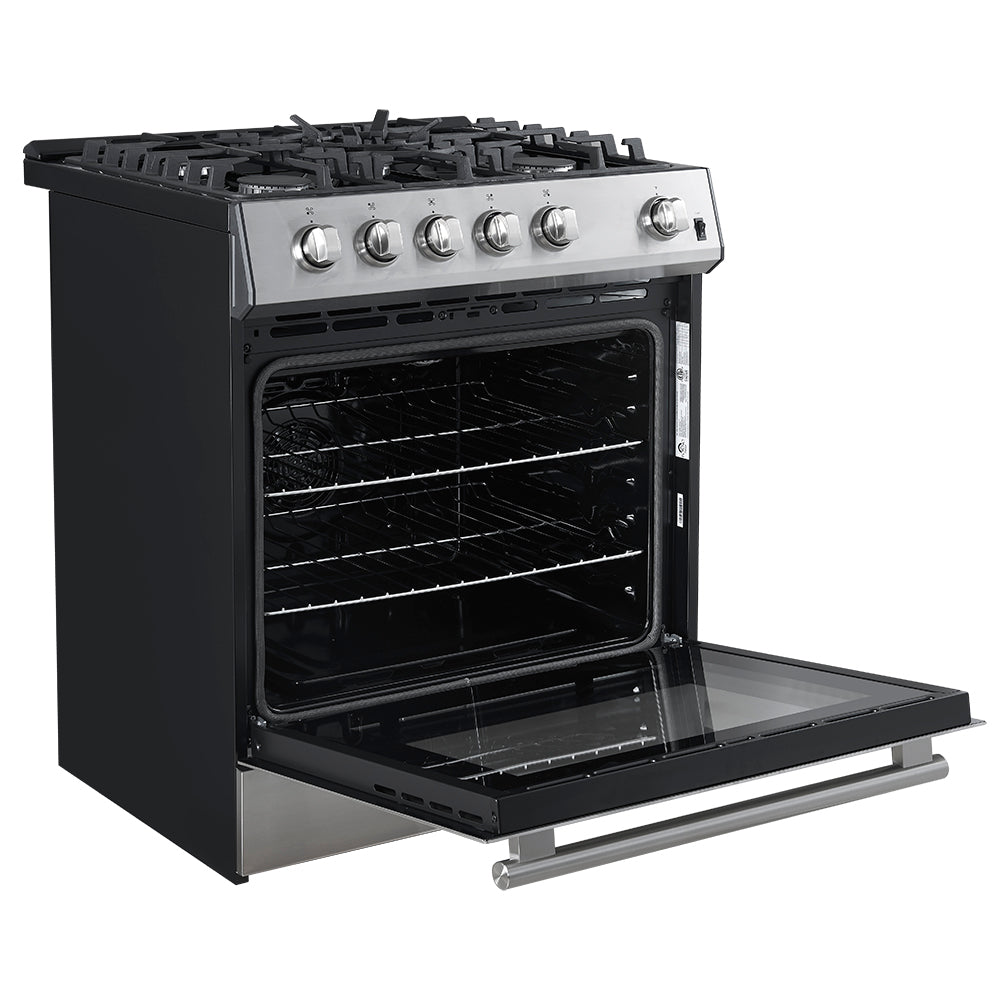 Forno 5-Piece Appliance Package - 30-Inch Gas Range, Under Cabinet Range Hood, Refrigerator, Dishwasher, and  24-Inch Microwave Oven in Stainless Steel