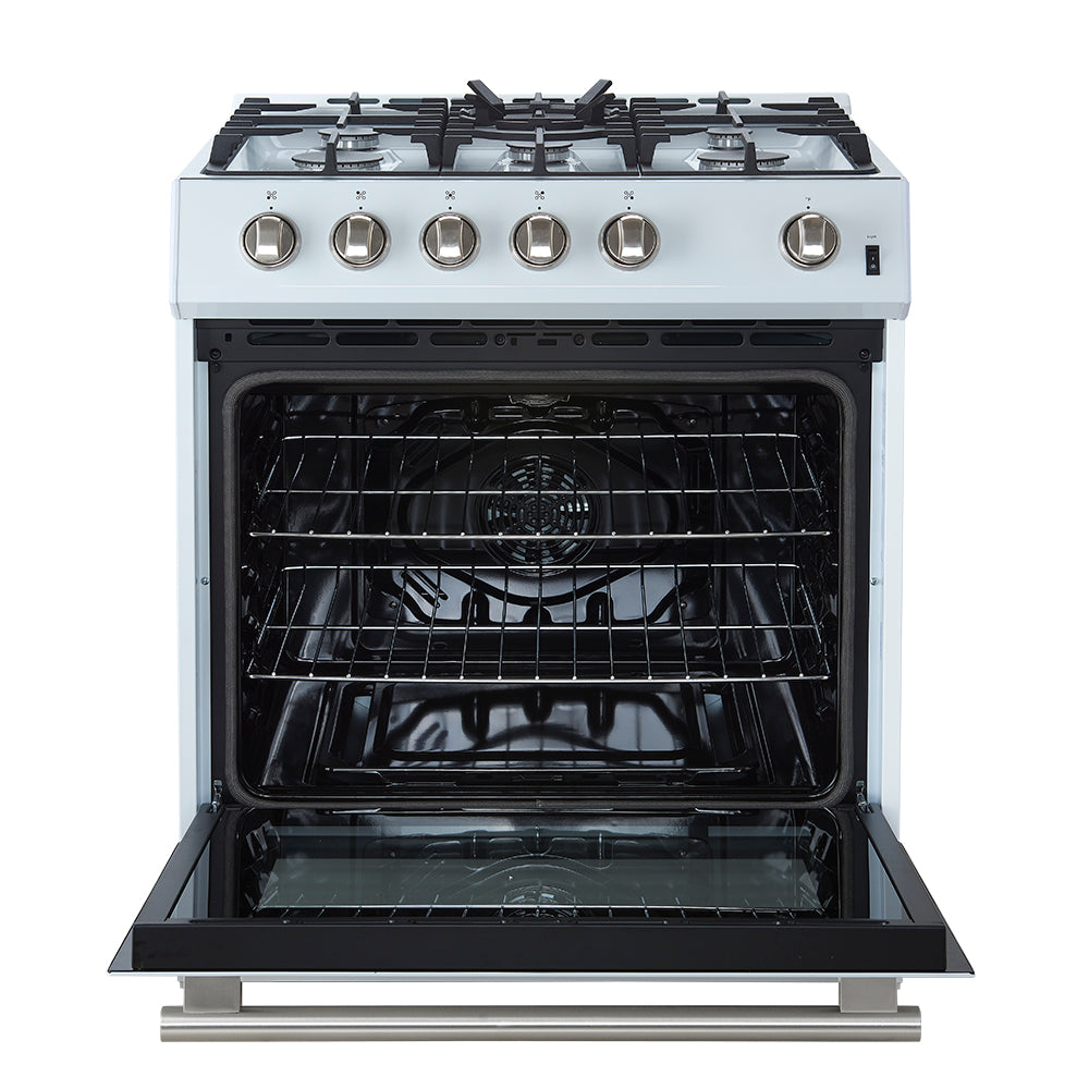 Forno 3-Piece Appliance Package - 30-Inch Gas Range, Refrigerator, and Dishwasher in White with Stainless Steel Trim