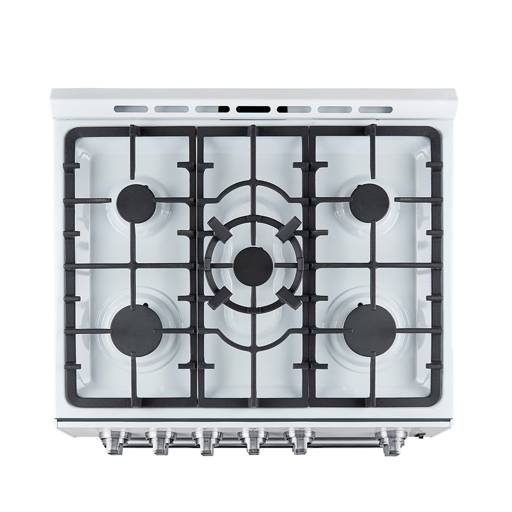 Forno 2-Piece Appliance Package - 30-Inch Gas Range & Refrigerator in White with Stainless Steel Trim