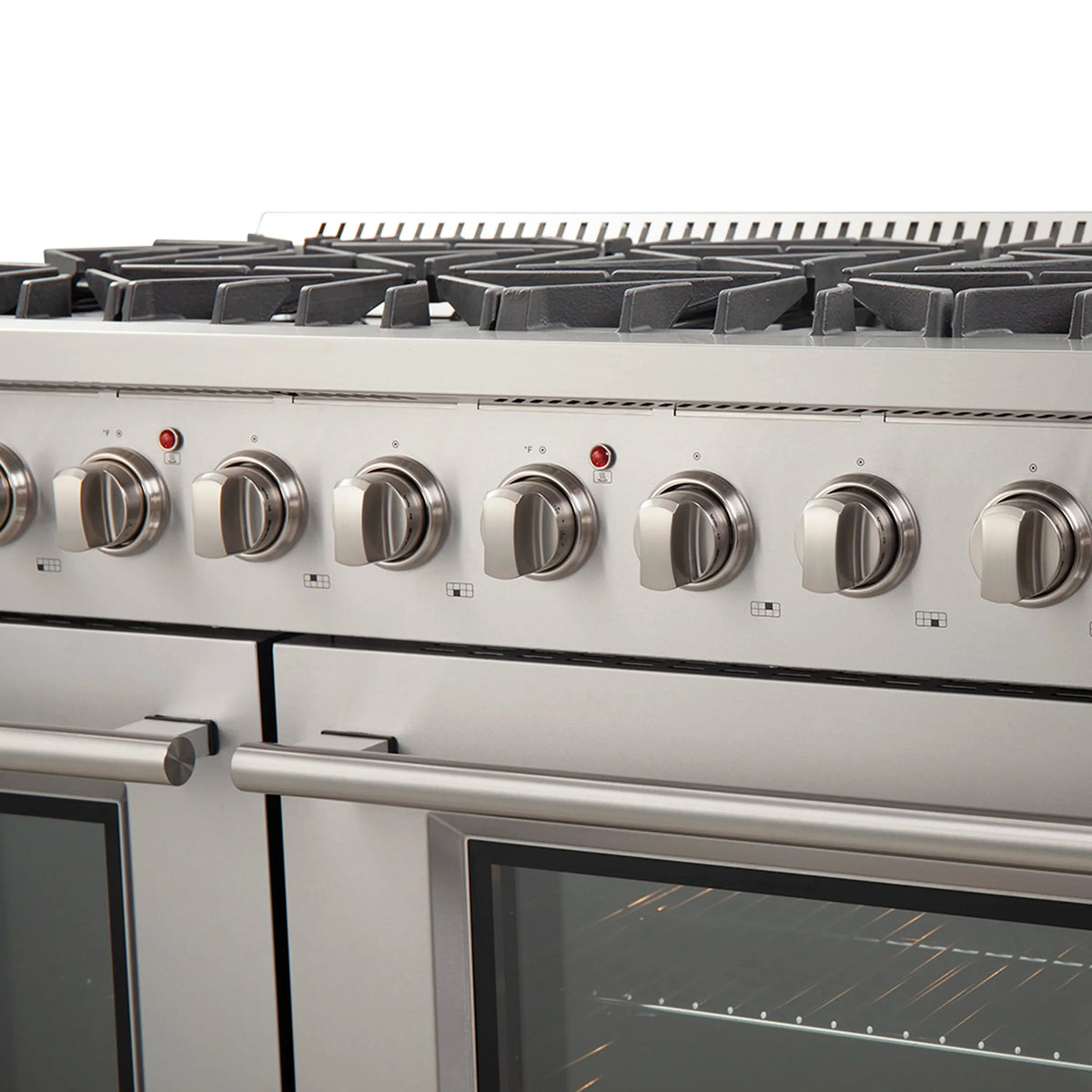 Forno 3-Piece Appliance Package - 48-Inch Gas Range, Pro-Style Refrigerator, and Dishwasher in Stainless Steel