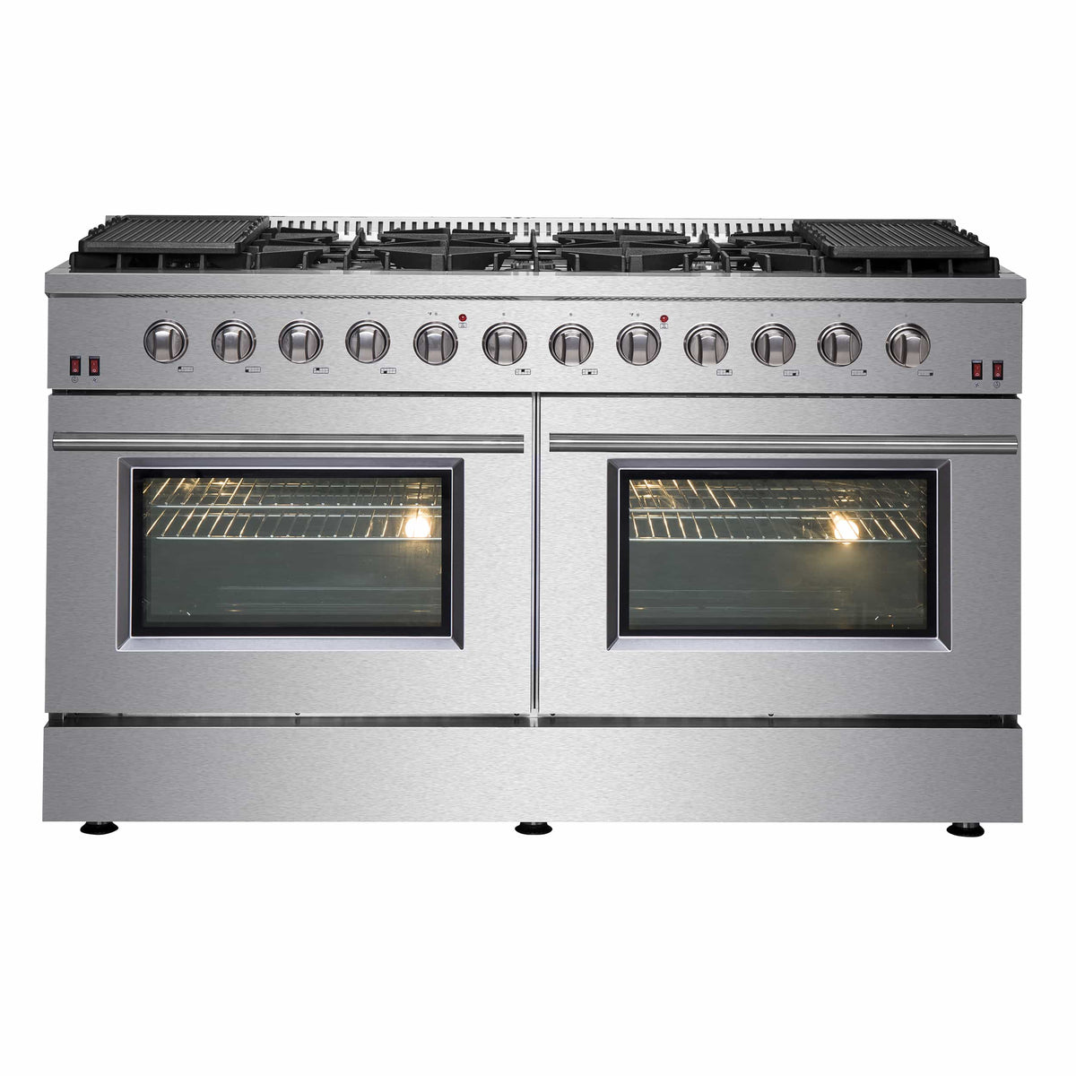 Forno 2-Piece Appliance Package - 60-Inch Gas Range and Wall Mount Range Hood in Stainless Steel