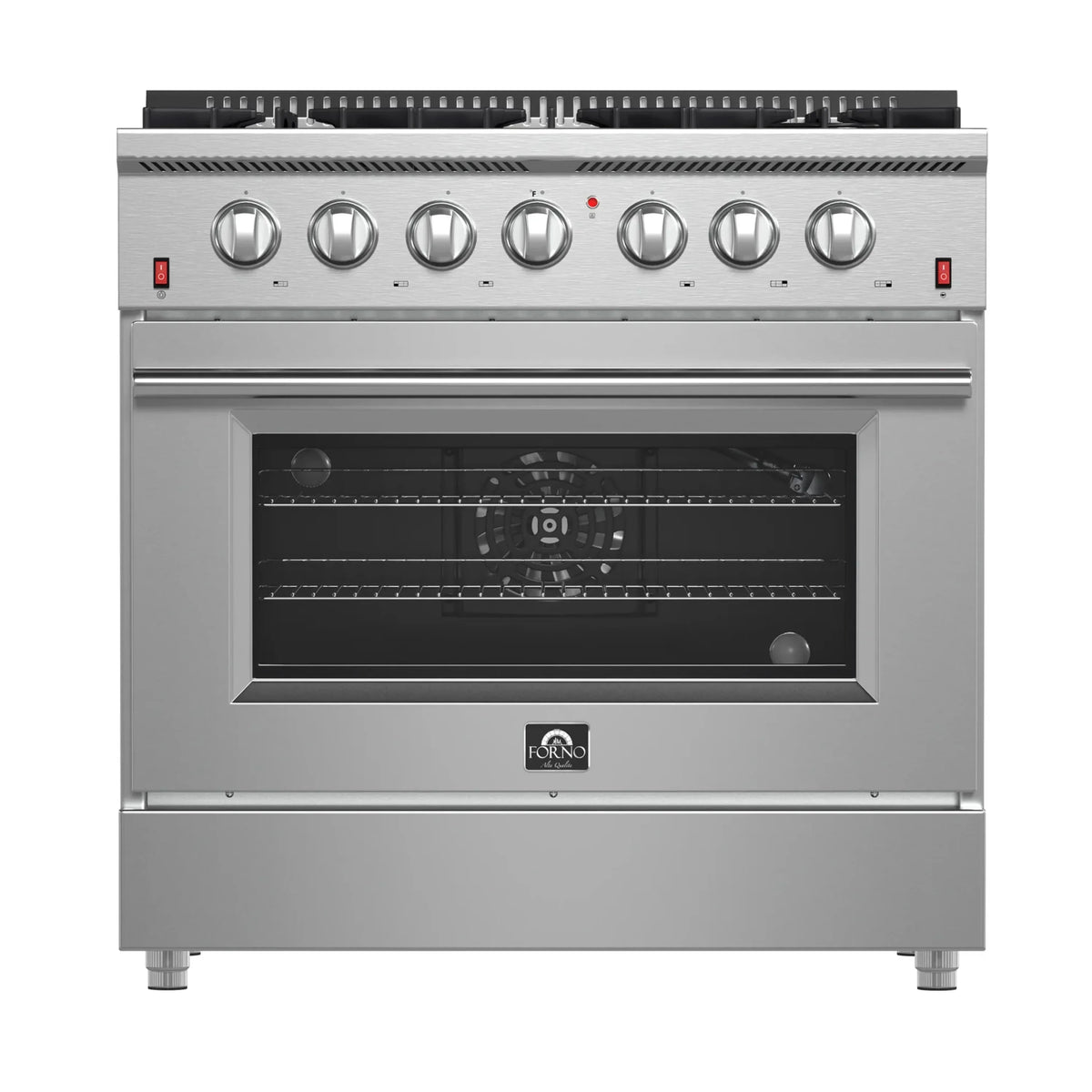 Forno 2-Piece Appliance Package - 36-Inch Gas Range & Wall Mount Hood in Stainless Steel