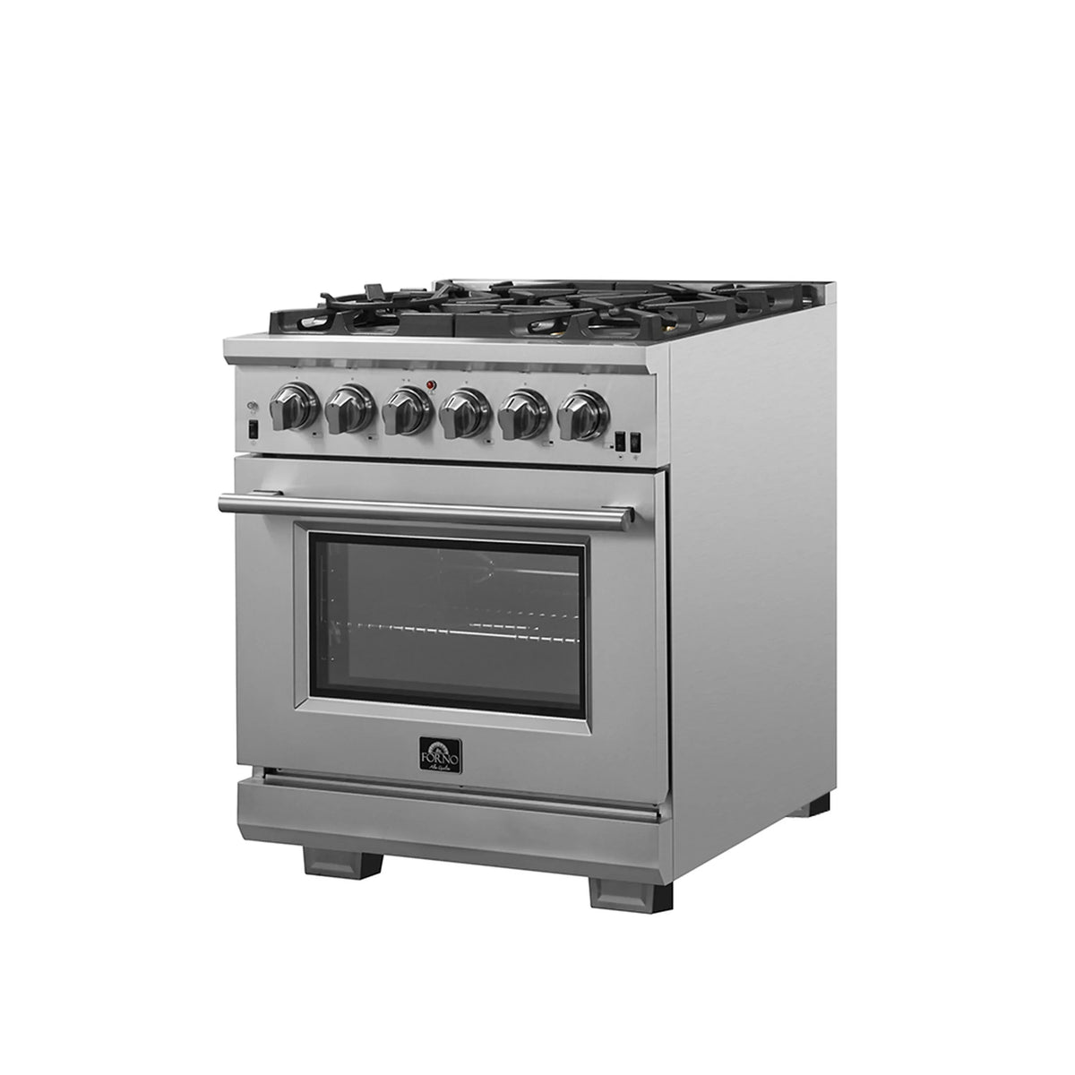 Forno 3-Piece Pro Appliance Package - 30-Inch Gas Range, Pro-Style Refrigerator, and Dishwasher in Stainless Steel