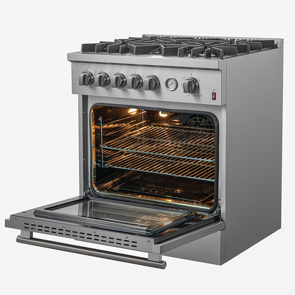 FORNO 2-Piece Appliance Package- 30-Inch Gas Range and 36-Inch French Door Refrigerator in Stainless Steel (FBDL-020-02-US)