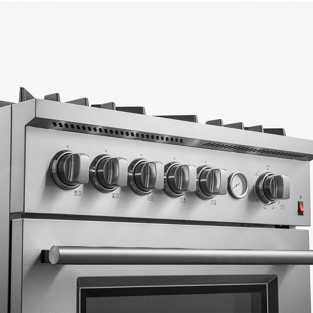 FORNO 2-Piece Appliance Package- 30-Inch Gas Range and 30-Inch French Door Refrigerator in Stainless Steel (FBDL-020-01CAUS)