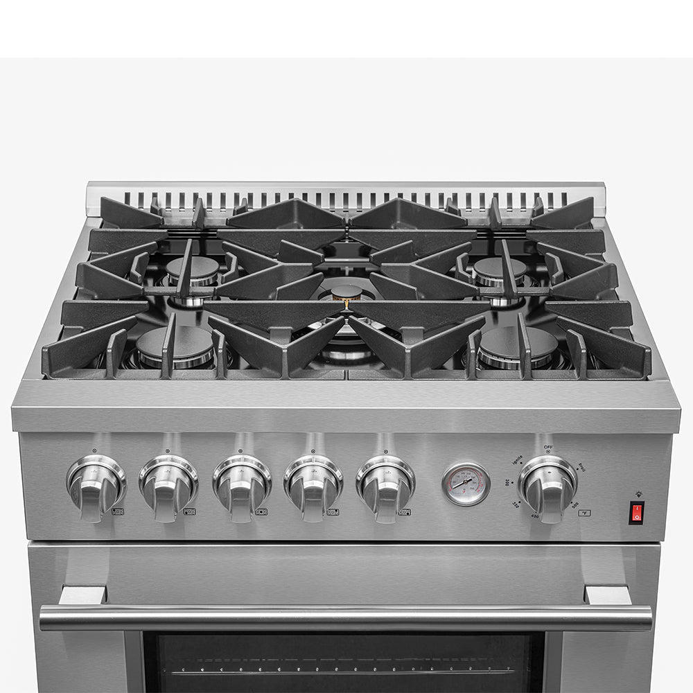 FORNO 2-Piece Appliance Package- 30-Inch Gas Range and 30-Inch French Door Refrigerator in Stainless Steel (FBDL-020-01CAUS)