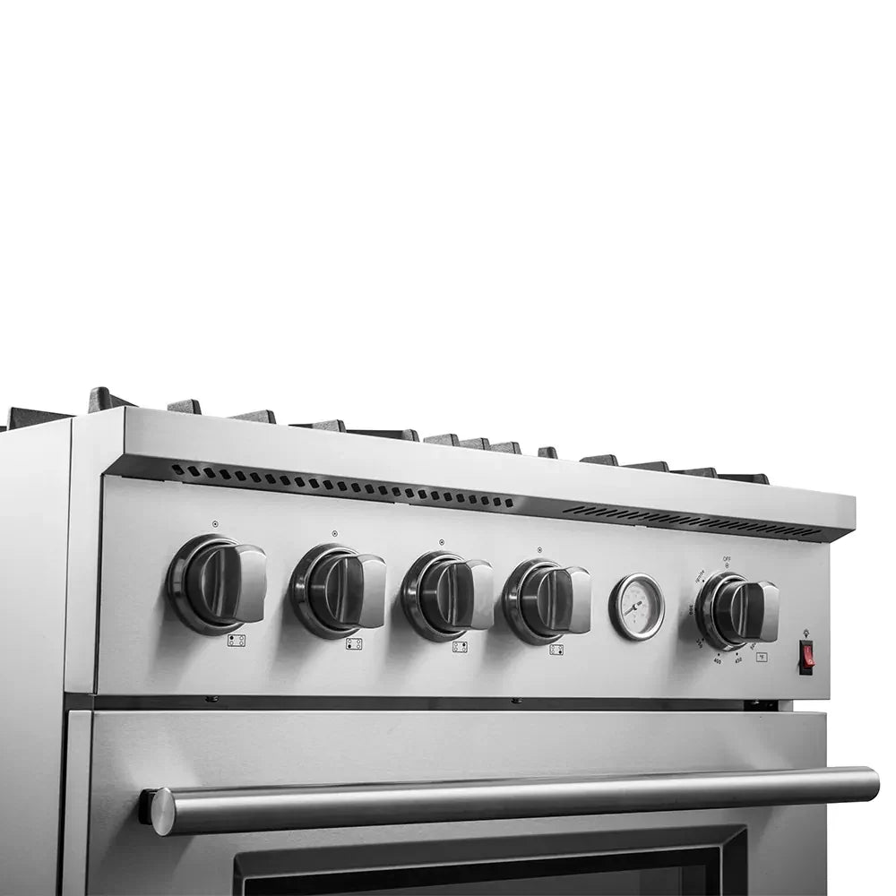 FORNO 2-Piece Appliance Package- 30-Inch Gas Range and 30-Inch French Door Refrigerator in Stainless Steel (FBDL-021-02CAUS)