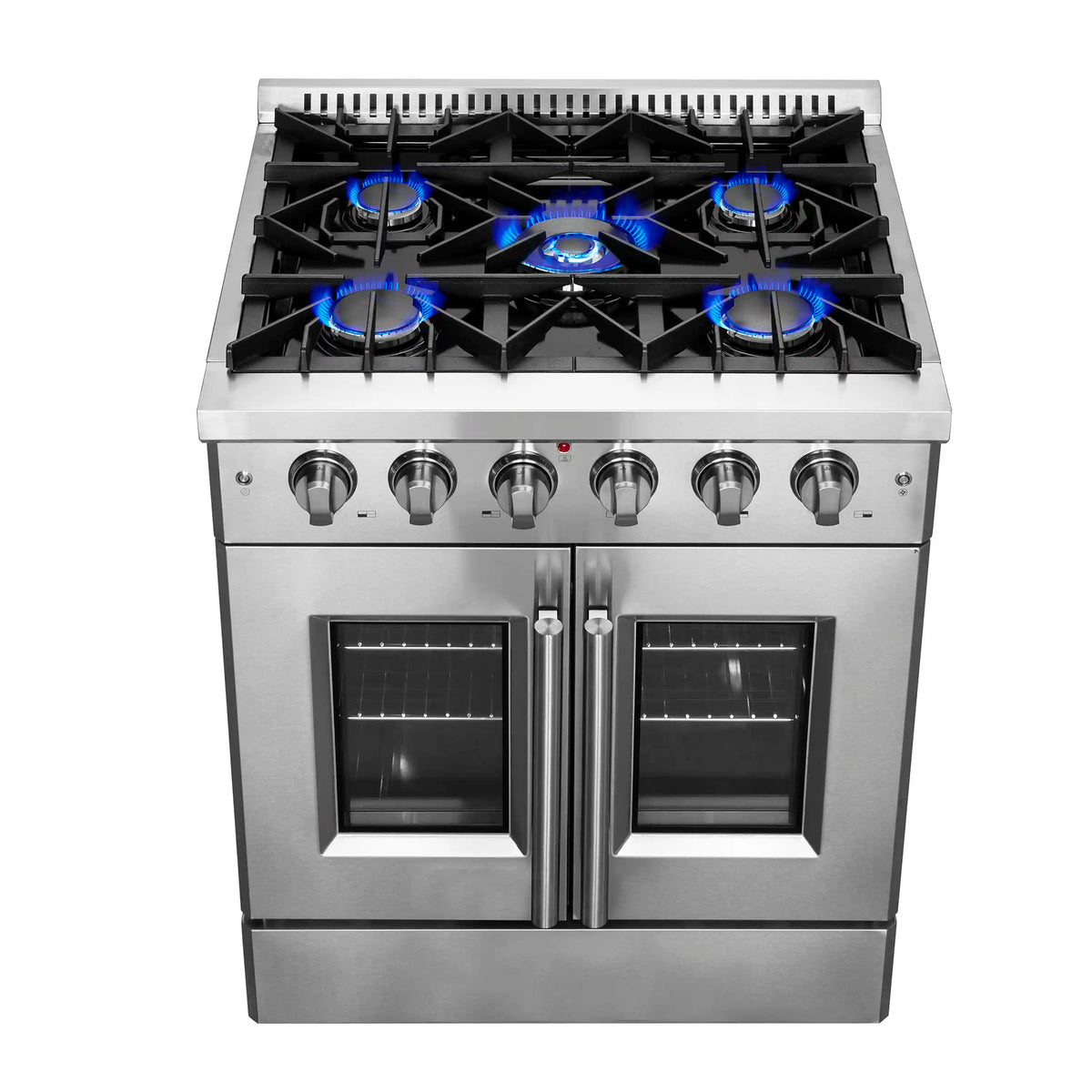 Forno 5-Piece Appliance Package - 30-inch Gas Range, Hood, Refrigerator, Dishwasher and 30-Inch Microwave Oven in Stainless Steel