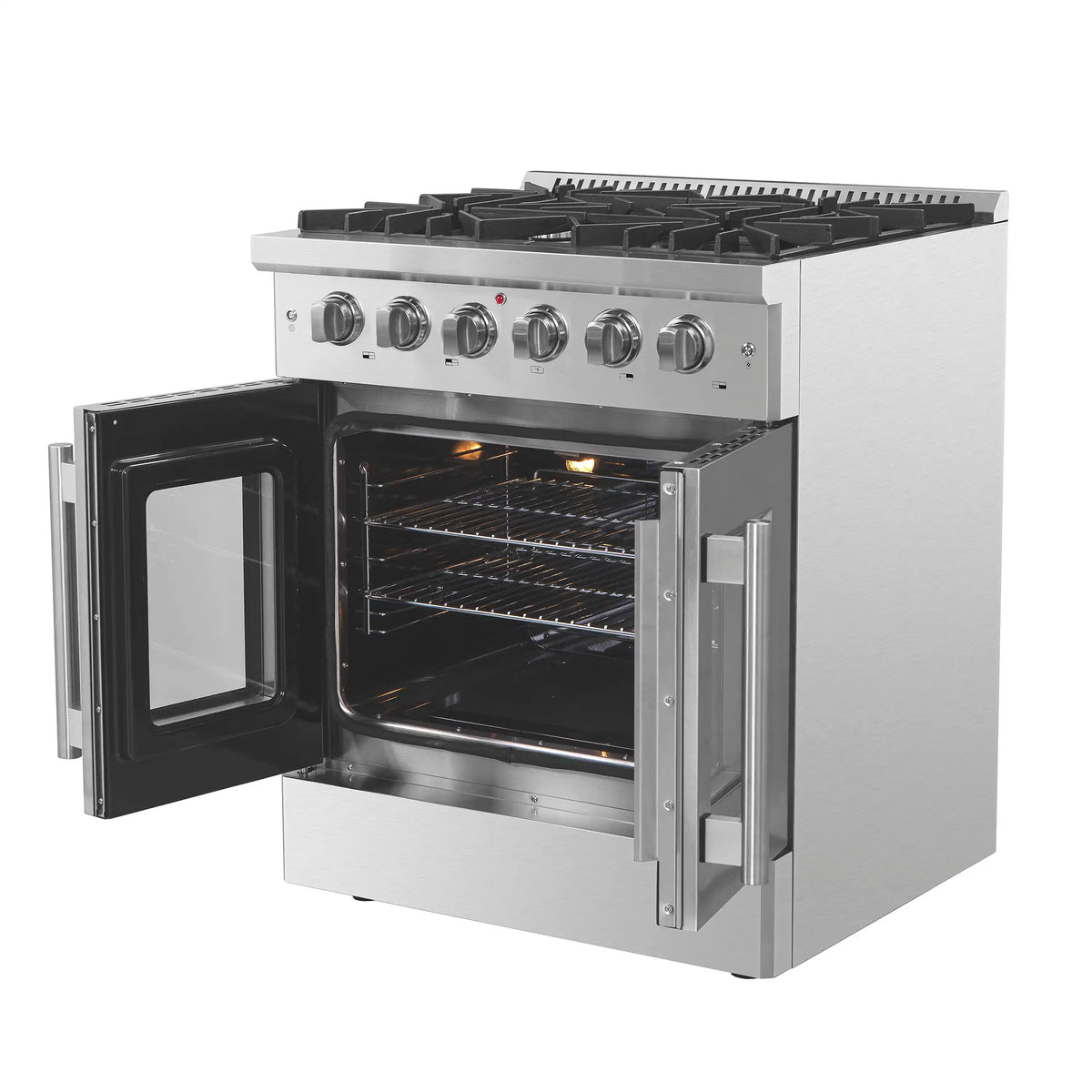Forno 5-Piece Appliance Package - 30-inch Gas Range, Hood, Refrigerator, Dishwasher and 30-Inch Microwave Drawer in Stainless Steel
